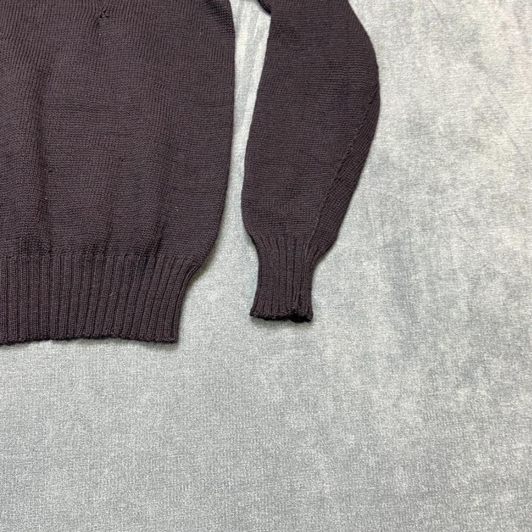 Vintage US Navy Sweater Womens Medium Black Tight-Knit Wool Mock Neck Ribbed Trim 40-42 Size M / US 6-8 / IT 42-44 - 2 Thumbnail