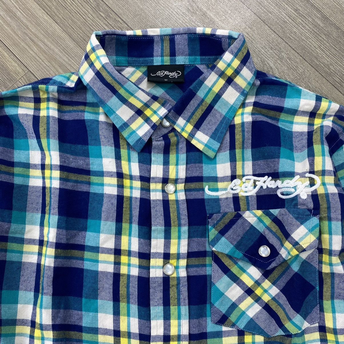 Ed Hardy Vintage Ed Hardy Skulls Tattoo Embroidery Plaid Shirt Y2K Size US M / EU 48-50 / 2 - 17 Thumbnail