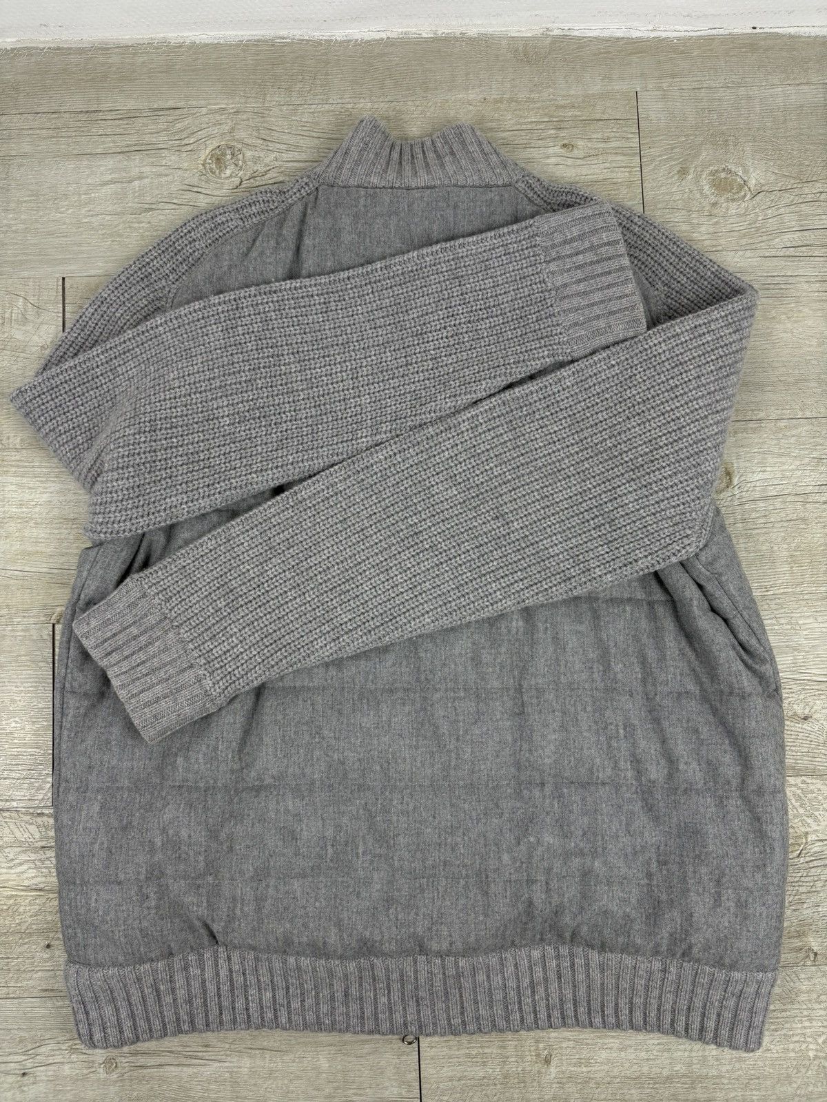 Gran Sasso Rare Sartorial Gran Sasso Knit Wool-Cashmere Down Jacket Full-Zip Cardigan Bomber Size US XL / EU 56 / 4 - 9 Thumbnail