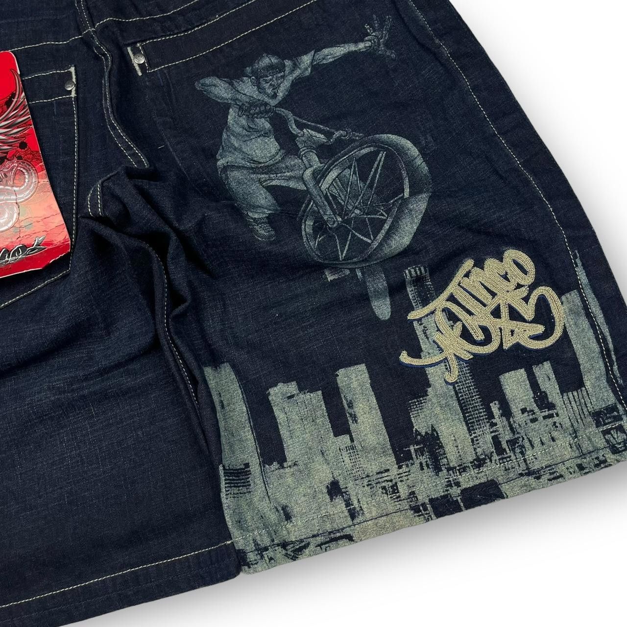 JNCO JNCO Men's Blue Shorts Size US 32 / EU 48 - 2 Thumbnail