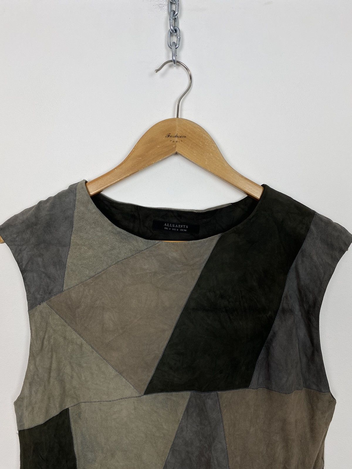 Allsaints AllSaints Sleeveless Turner Tee 100% Goat Suede Women’s UK8 Size S / US 4 / IT 40 - 3 Thumbnail