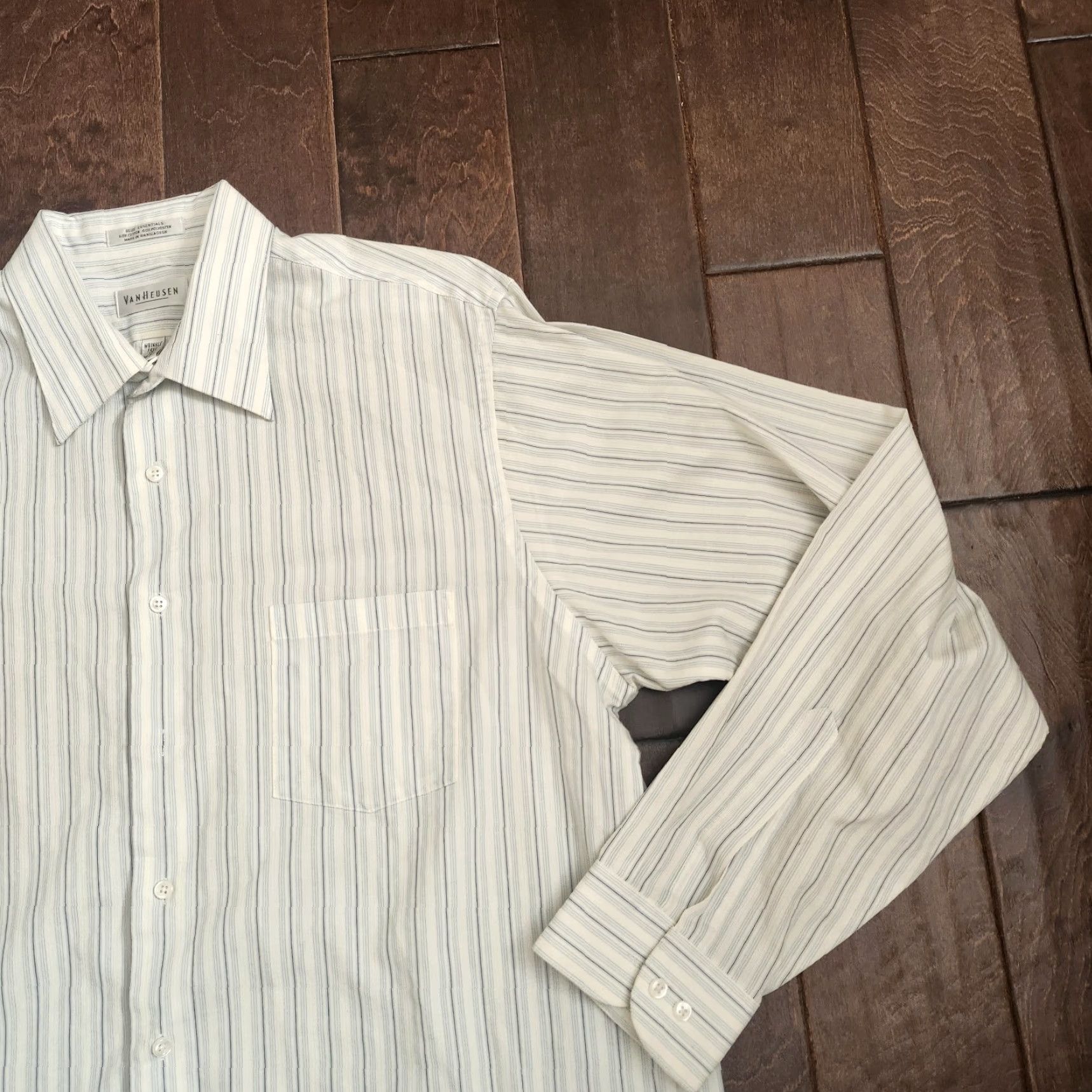 Van Heusen Van Heusen Mens Dress Shirt Striped Long Sleeve Button Up 17 36/37 Multicolor Regular Size 46R - 5 Thumbnail