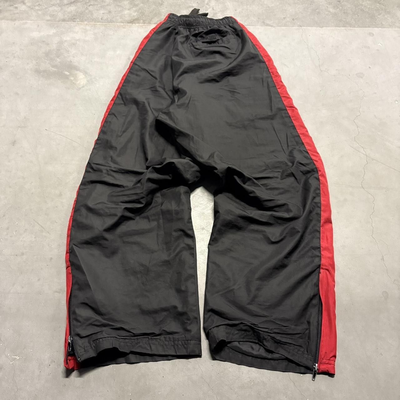 Vintage Vintage Y2K/2000s Baggy Black Trackpants with red stripe and leg zippers! Size US 38 / EU 54 - 5 Thumbnail