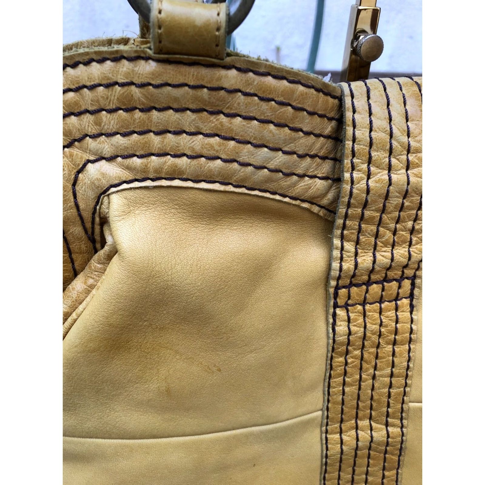 Anthropologie LUCKY PENNY ANTHROPOLOGIE Hobo Slouch Purse Women's Hand Bag Shoulder Yellow Bag Medium Yellow Satchel/Top Handle Bag Leather 15 W x 11 H x 5 D Womens Size ONE SIZE - 7 Thumbnail