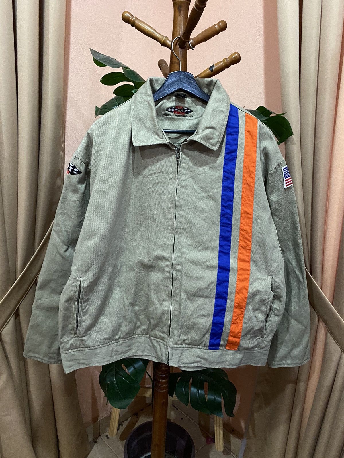 Other Vintage Racing-Inspired Beige Cotton Jacket Striped Design Size US L / EU 52-54 / 3 - 1 Thumbnail