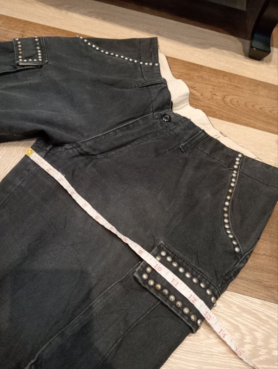 Japanese Brand POWER TO THE PEOPLE JAPAN FADED BLACK STUDDED CARGO PANTS Size US 36 / EU 52 - 16 Thumbnail