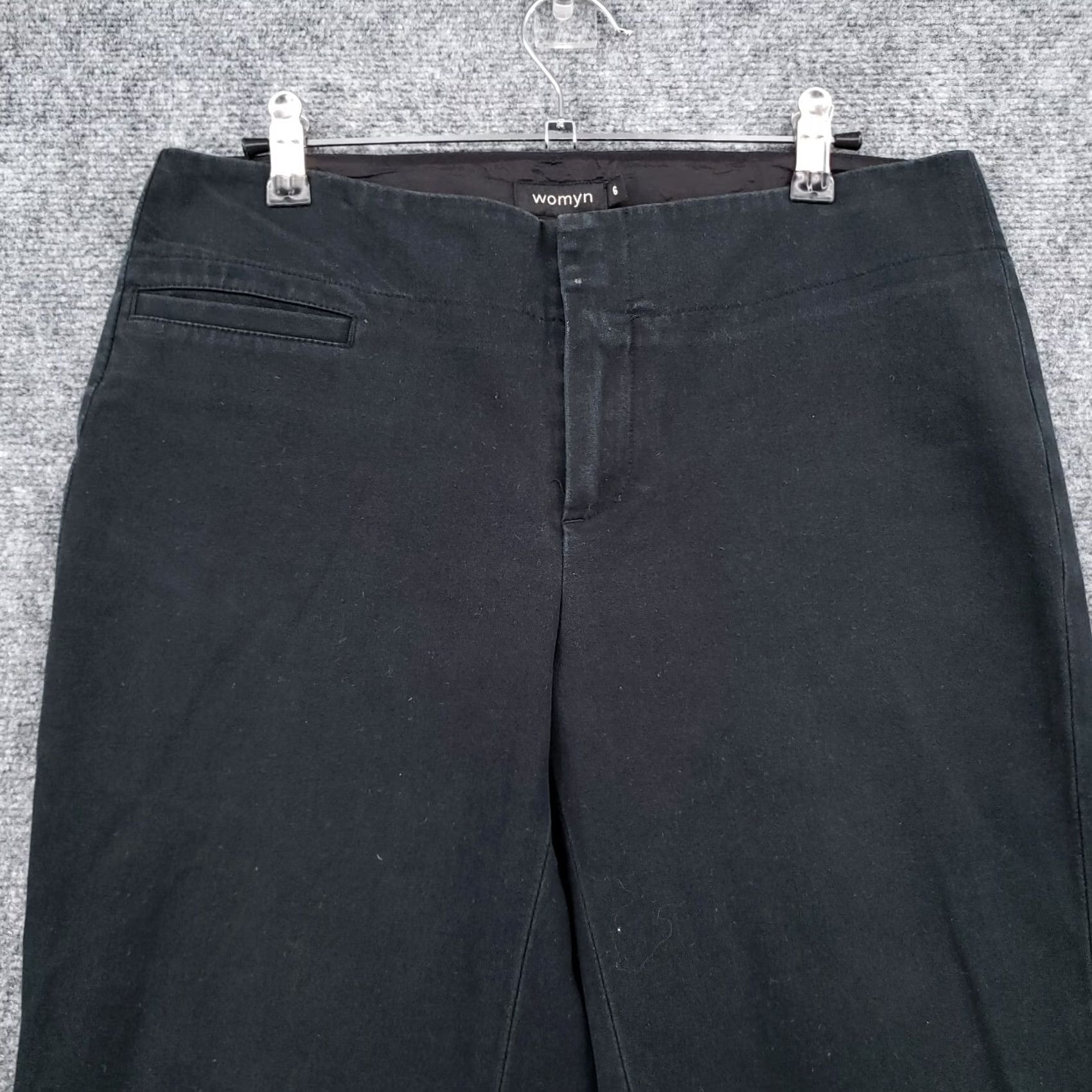 Vintage Womyn Pants Chino Straight Black Size 6 Mid-Rise Flat Front Side Slit Womens Size 28" / US 6 / IT 42 - 5 Thumbnail