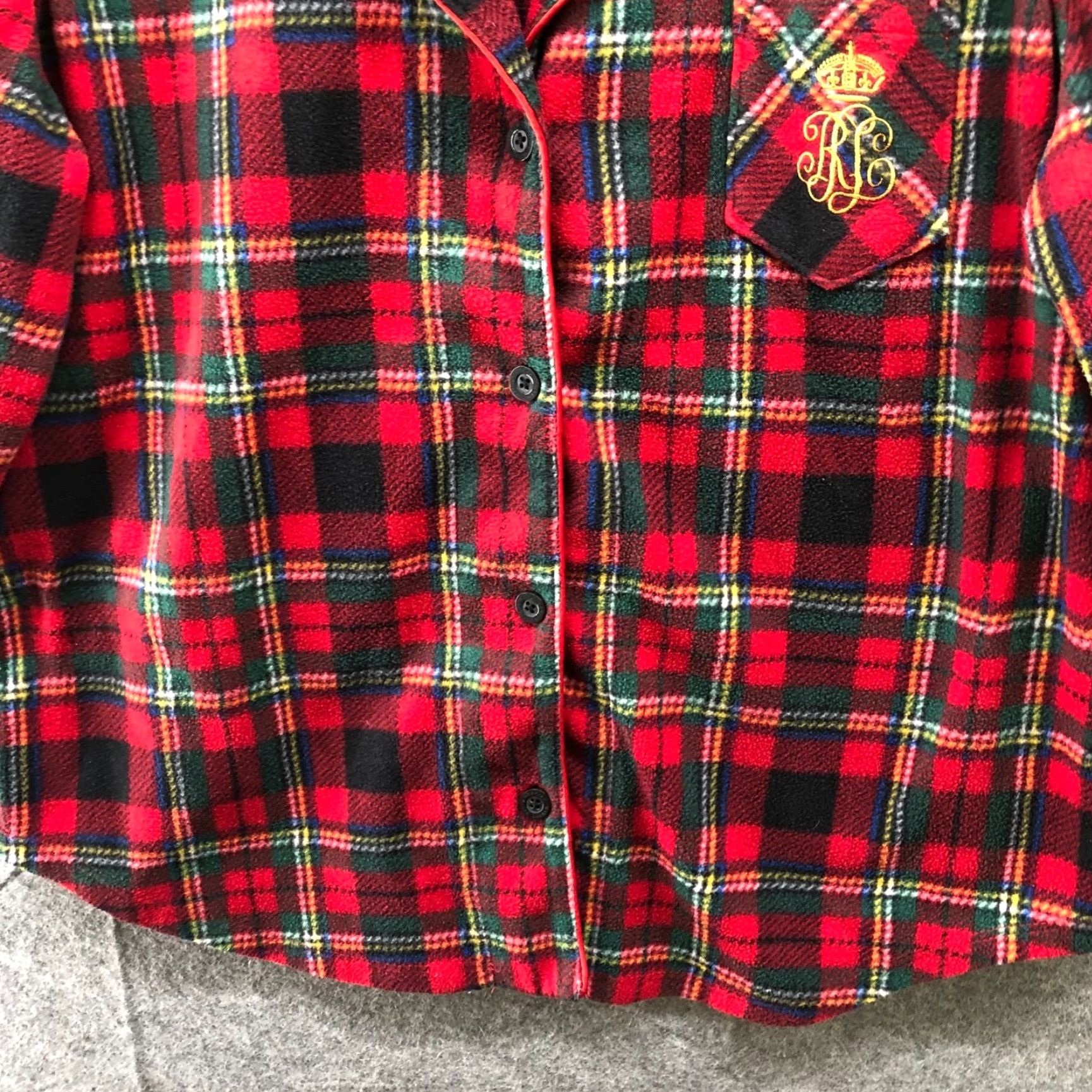 Ralph Lauren Lauren Ralph Lauren Fleece Pajama Shirt Womens L Red Scotch Plaid Crest Pocket Shirt Size L / US 10 / IT 46 - 4 Thumbnail