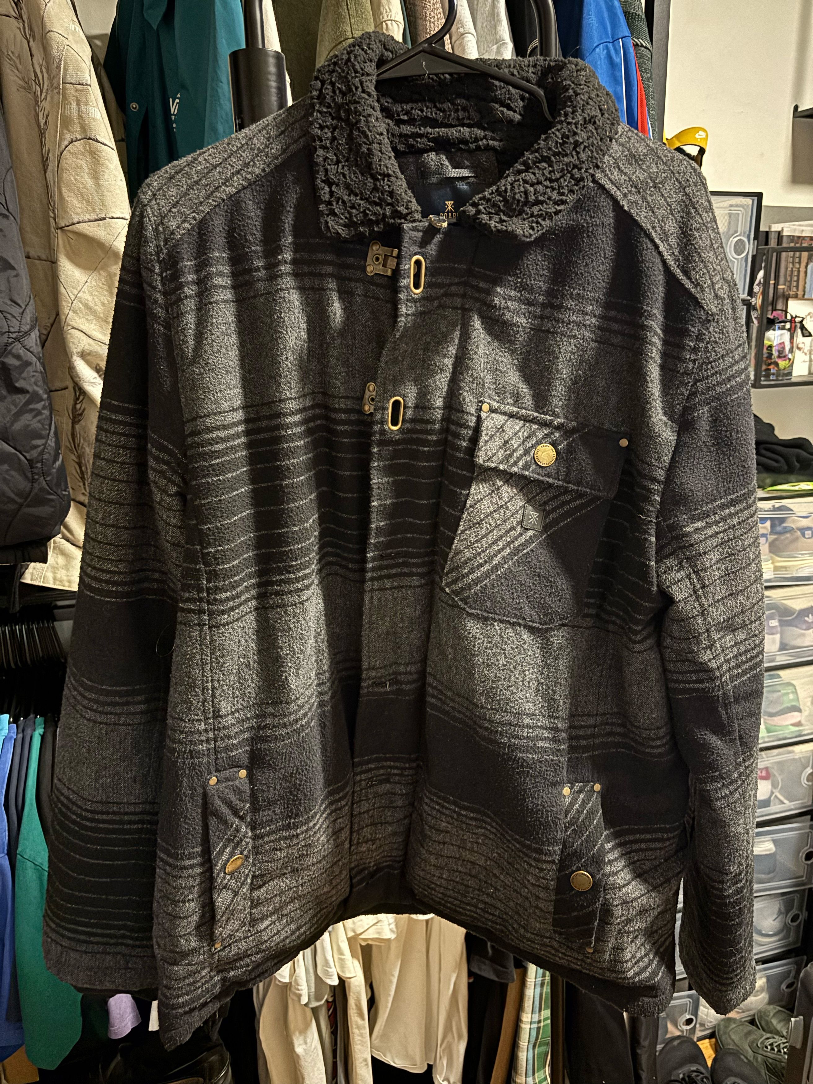 Roark Roark Axeman Jacket Charcoal Stripe Sherpa Lined Size US L / EU 52-54 / 3 - 3 Thumbnail