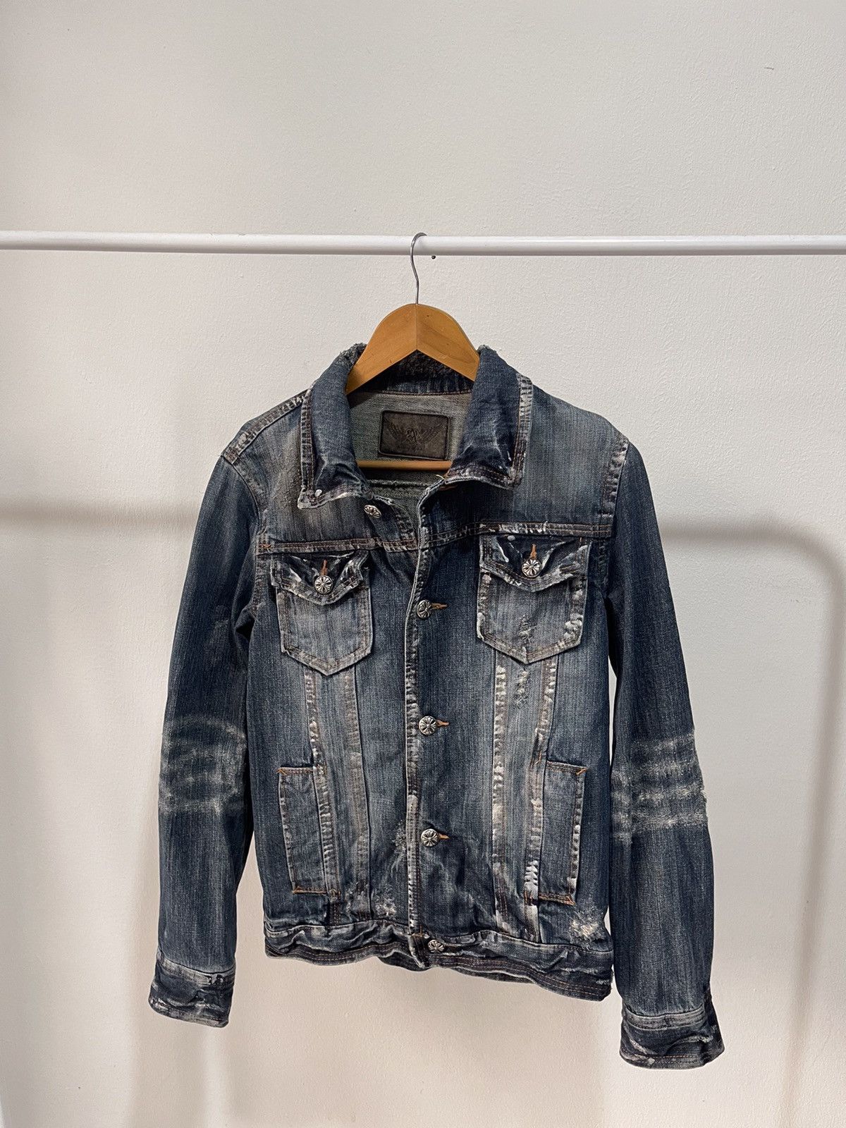 If Six Was Nine 2000s Angel Equal Trashed Denim Jacket A5 Size US S / EU 44-46 / 1 - 5 Thumbnail