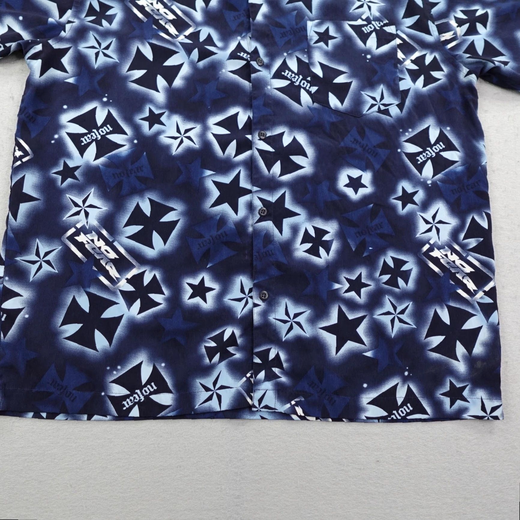 No Fear Vintage No Fear Shirt Mens 2XL Blue Button Up AOP All Over Print Skater Y2K Size US XXL / EU 58 / 5 - 4 Thumbnail