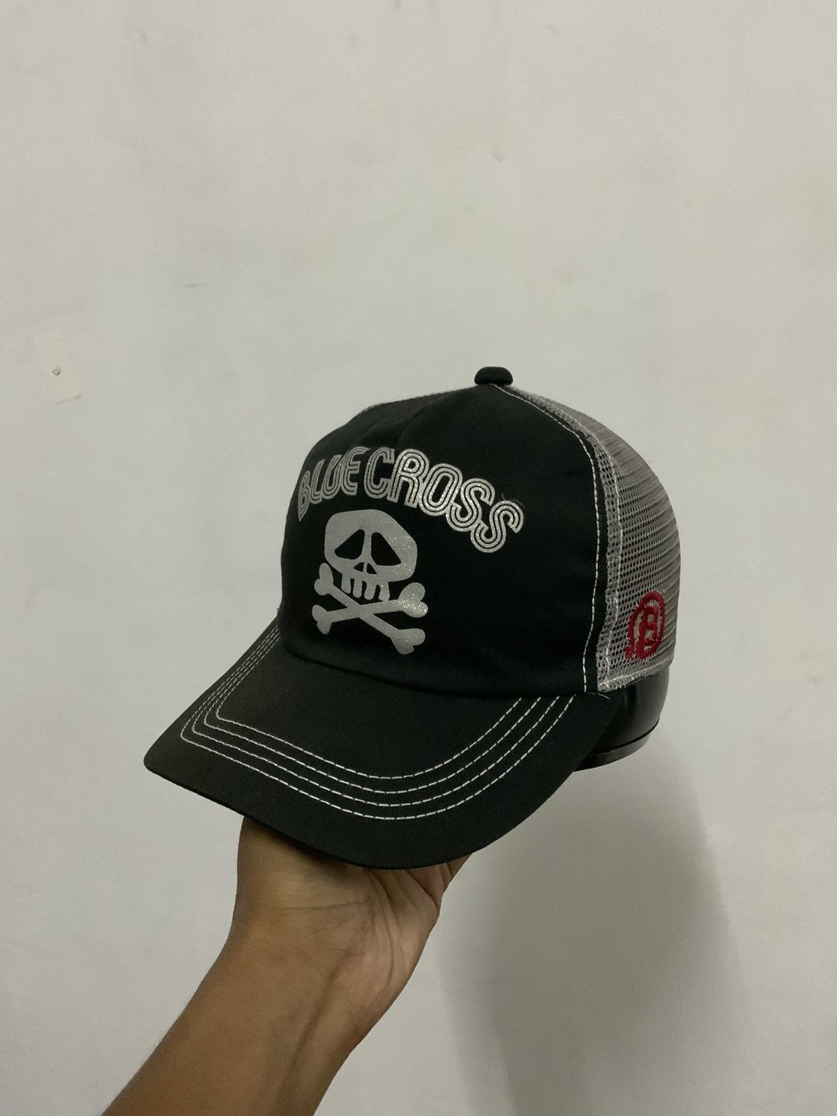 Japanese Brand Blue Cross Skull Trucker Hat Size ONE SIZE - 2 Thumbnail