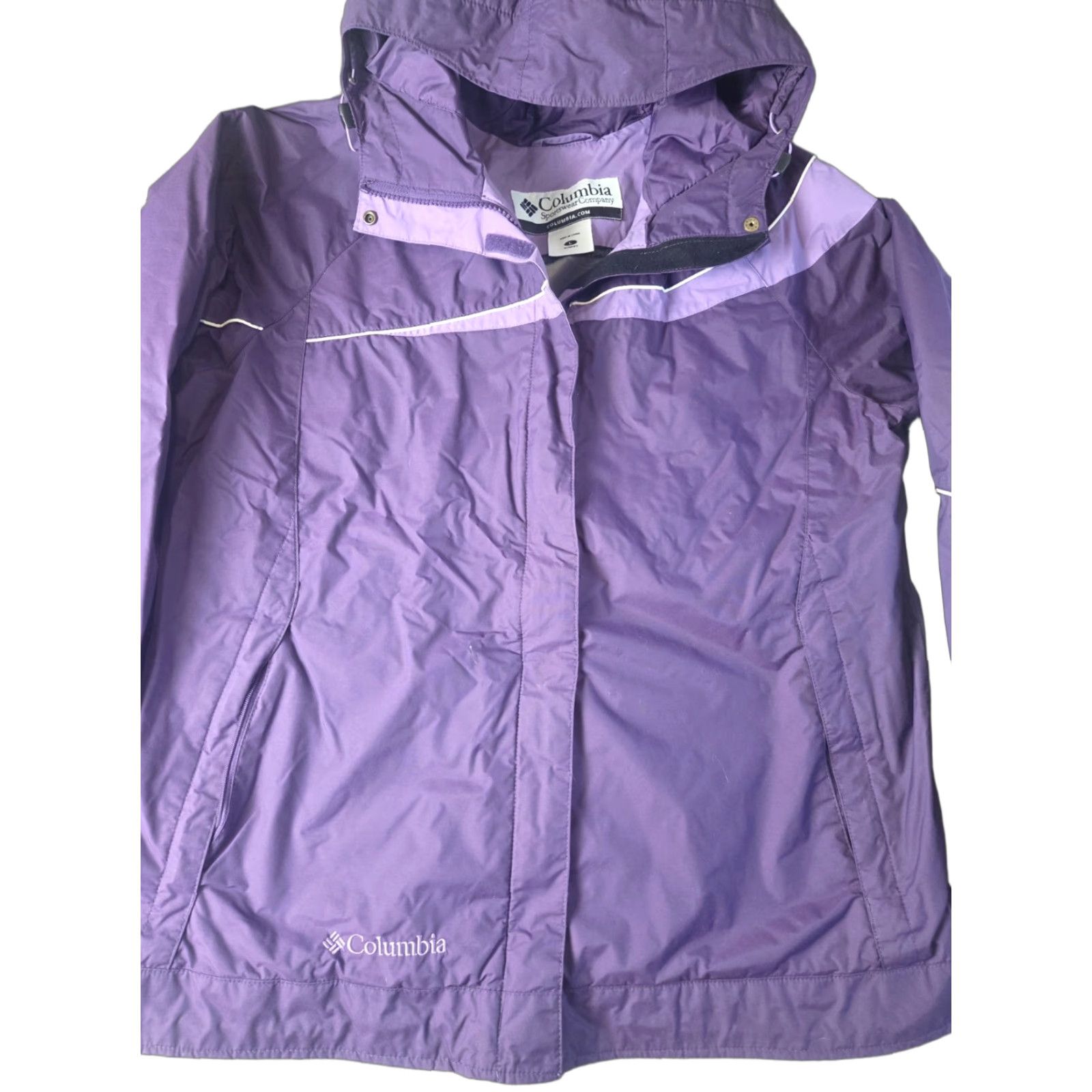 Vintage VINTAGE Columbia Women Jacket Full Zip With Attached hood Purple Waterproof Size L / US 10 / IT 46 - 1 Thumbnail