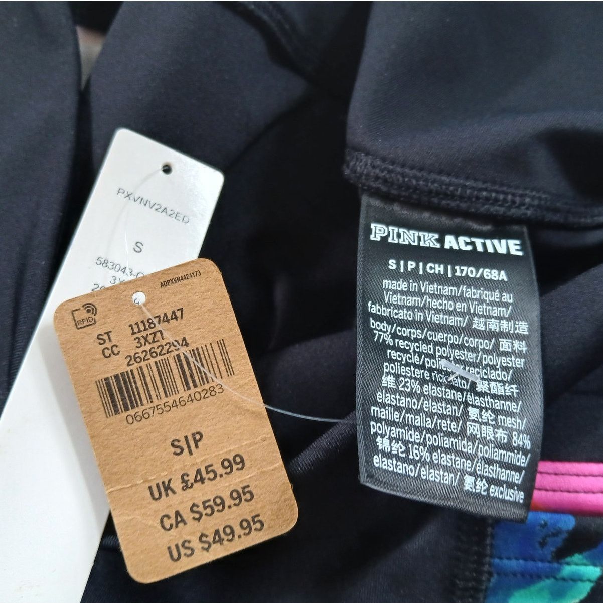 Pink NWT-Pink Victoria's Secret Rainbow Tie-Dye Leggings S|P Size 27" / US 4 / IT 40 - 2 Thumbnail