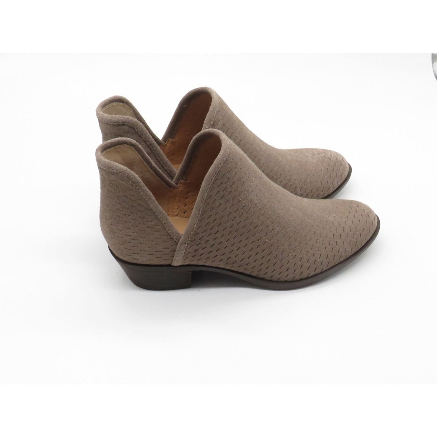 Lucky Brand Lucky Brand Taupe Perforated Suede Ankle Booties Womens Shoe Size US 6 / IT 36 - 1 Thumbnail