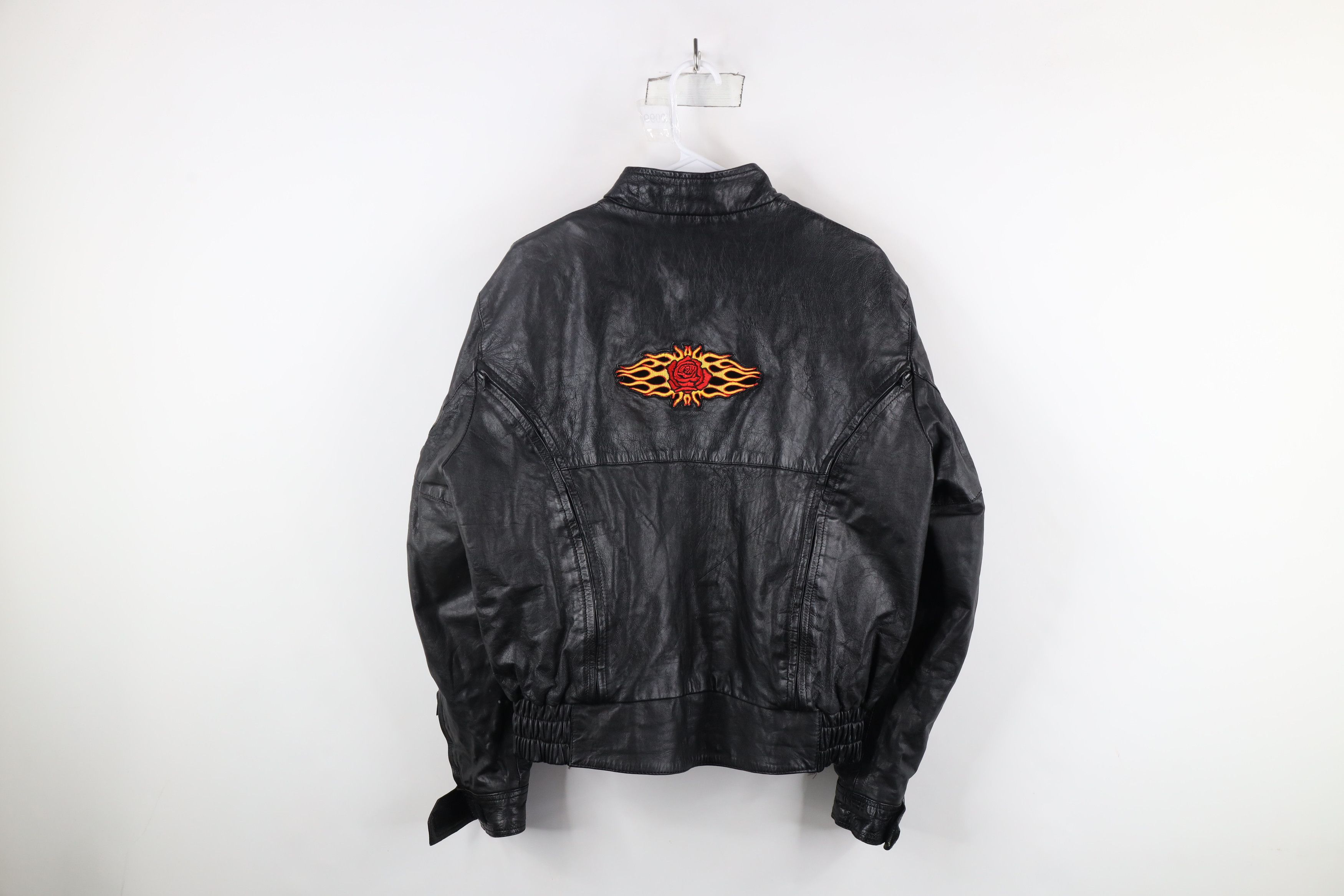 Vintage Vintage 90s Streetwear Fire Flames Leather Bomber Jacket Size XL / US 12-14 / IT 48-50 - 13 Thumbnail