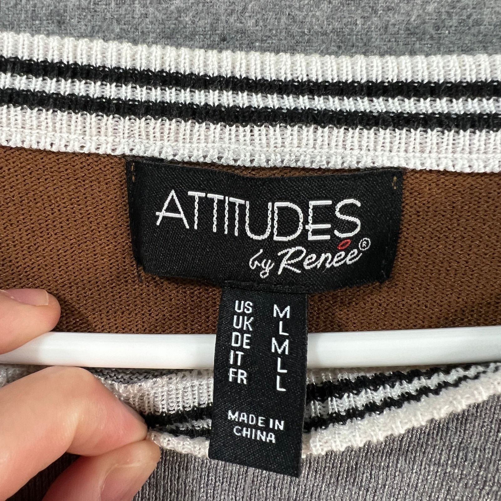 Other Attitudes by Renee Women's Top Intarsia Striped Sweater Size M / US 6-8 / IT 42-44 - 3 Thumbnail