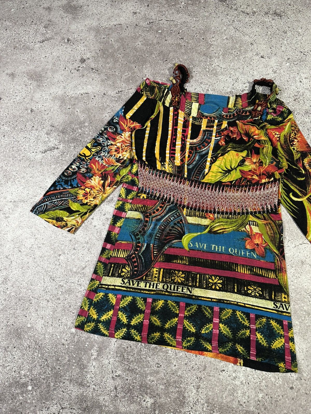 Jean Paul Gaultier Save The Queen Womens Colorful Bono Floral Print Long Sleeve Size L / US 10 / IT 46 - 3 Thumbnail