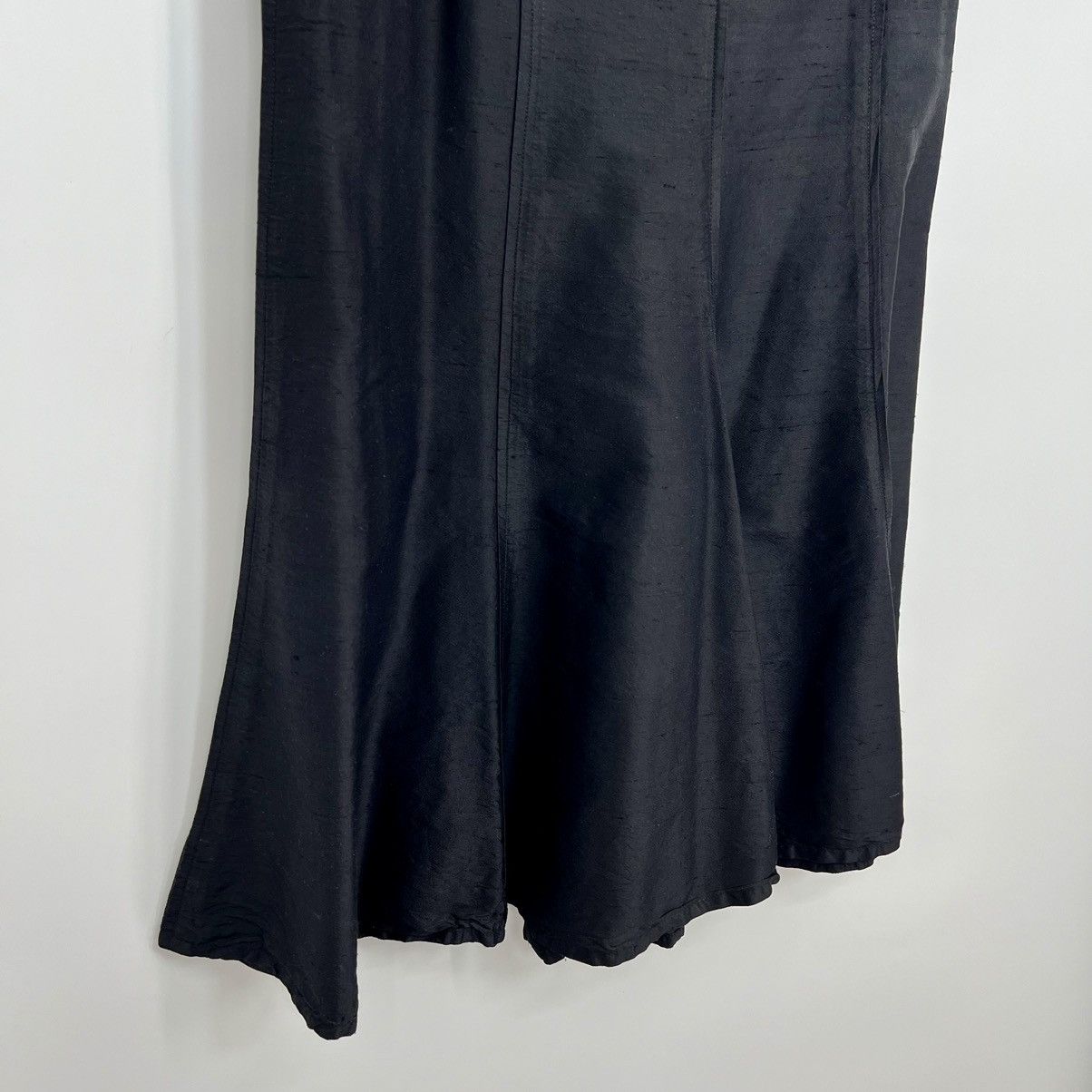 Flax 100% Silk Maxi Skirt Elastic Waist Ruffle Hem Black