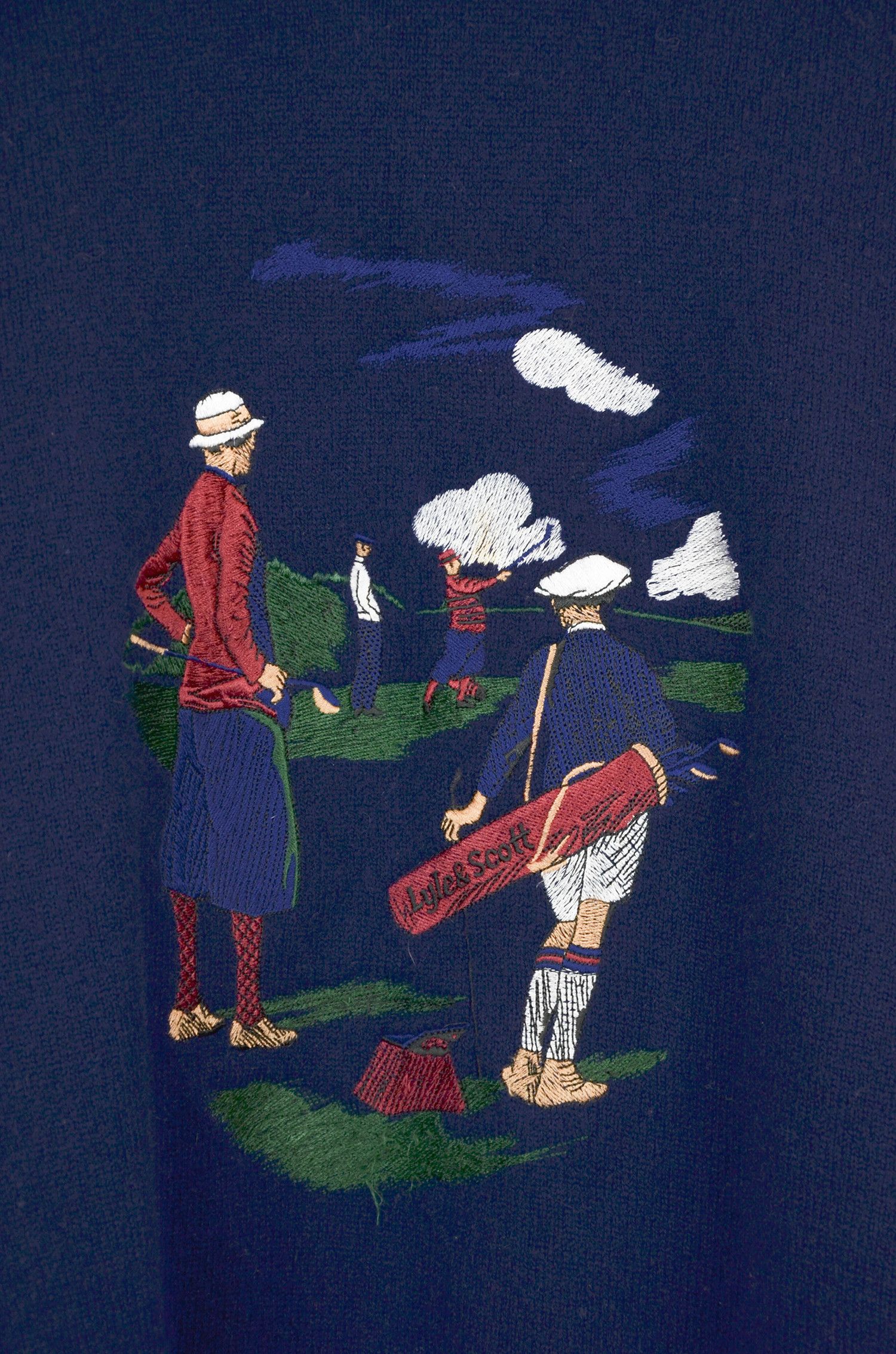 Lyle & Scott × Vintage LYLE & SCOTT Club Wool Golf Embroidered Vintage Sweater - XL Size US XL / EU 56 / 4 - 3 Thumbnail