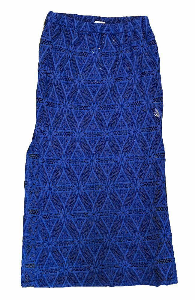 Designer Pre Owned Blue Crocheted Skirt L Size 36" / US 14 / IT 50 - 2 Thumbnail