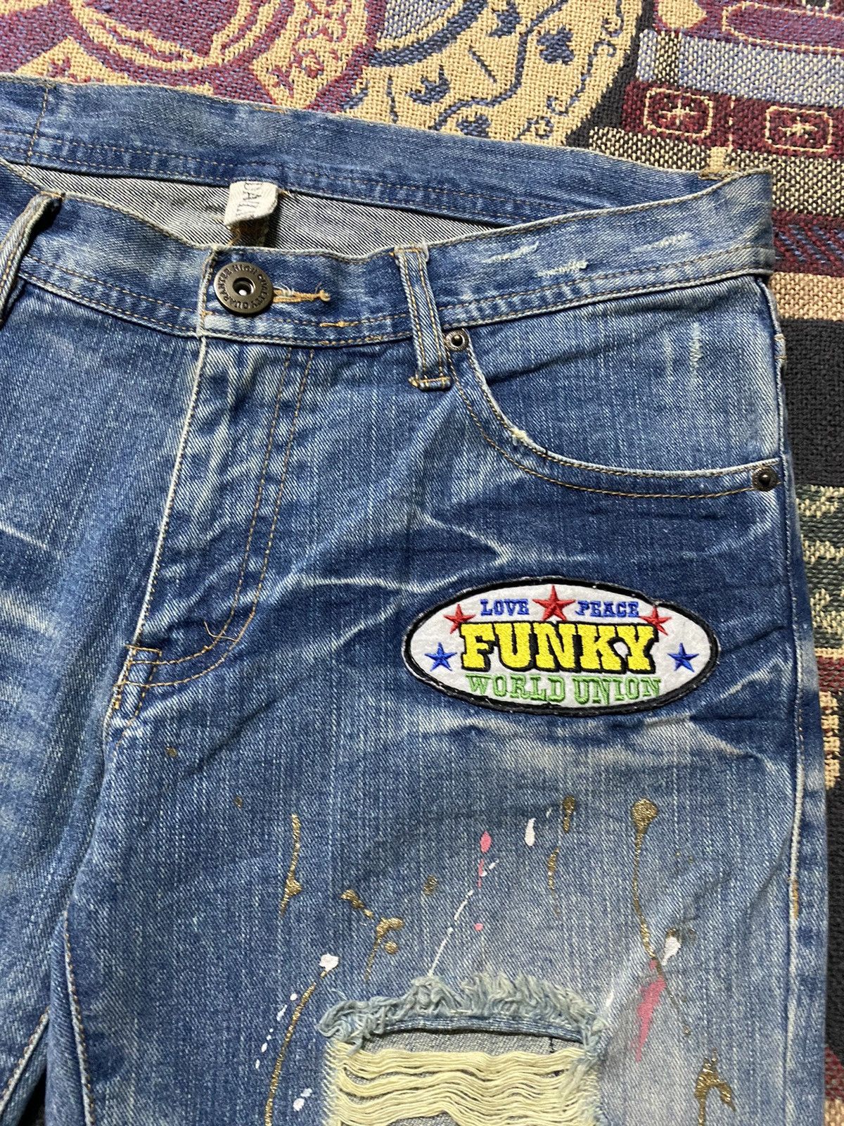Japanese Brand Japanese Daily News Funky World Union Short Jeans Size US 33 - 5 Thumbnail