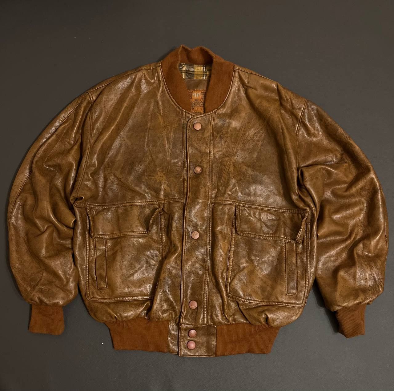 Vintage Vintage Brown Leather Bomber Jacket avirex 1980s Size US XL / EU 56 / 4 - 1 Thumbnail