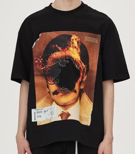 image of Vintage Burnt Memories Oversized T-Shirt in Black, Men's (Size Small)