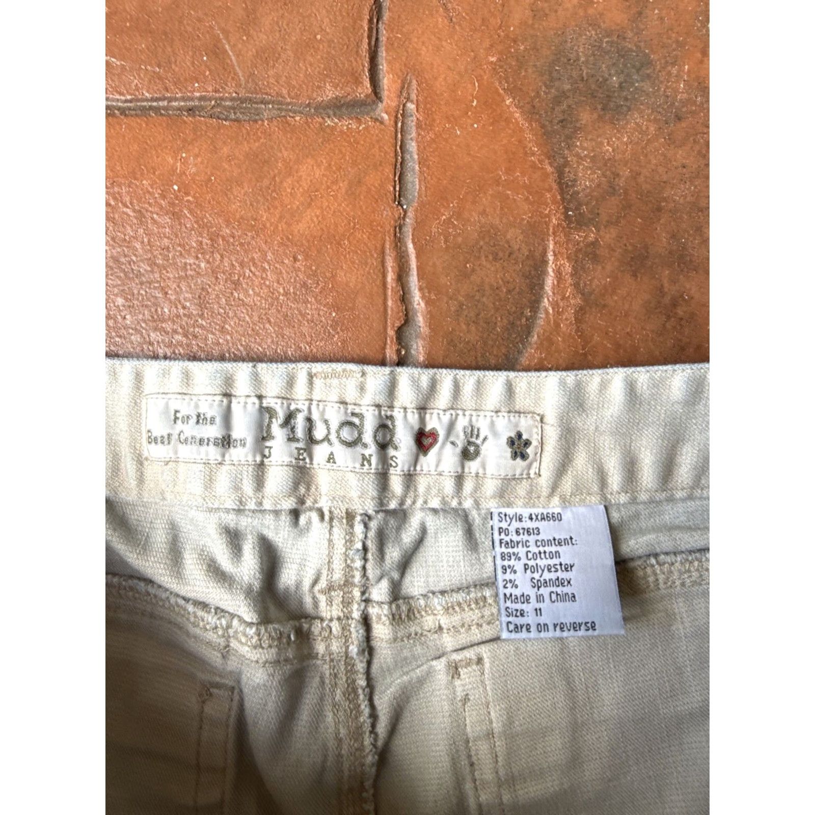 Vintage VINTAGE Mudd Jeans Flare Pants Womens 11x29 Beige Cotton Blend 90s Punk Khakis Size 32" / US 10 / IT 46 - 2 Thumbnail