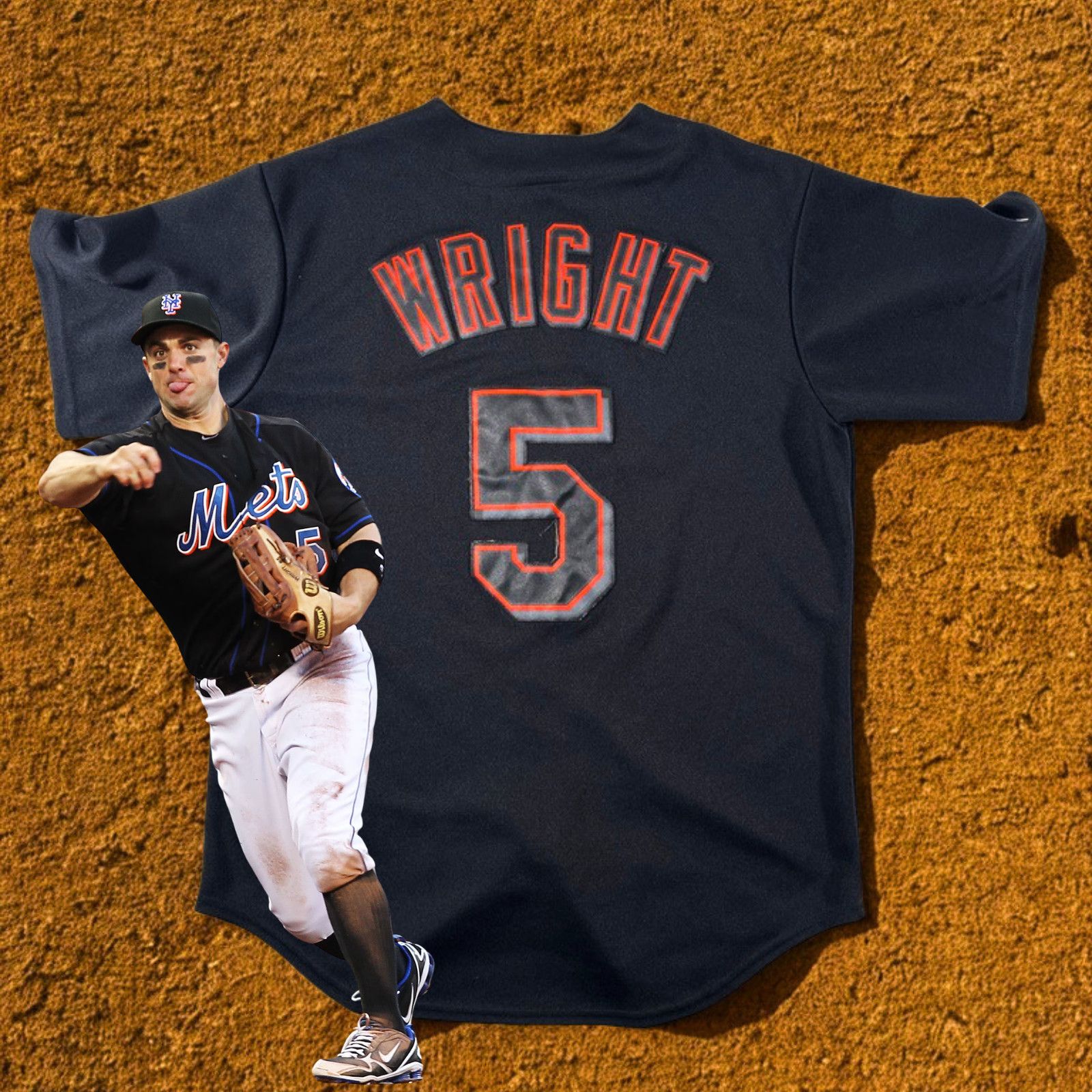 Majestic New York Mets David Wright #5 Majestic Black Alt Jersey Sz M Size US M / EU 48-50 / 2 - 7 Thumbnail