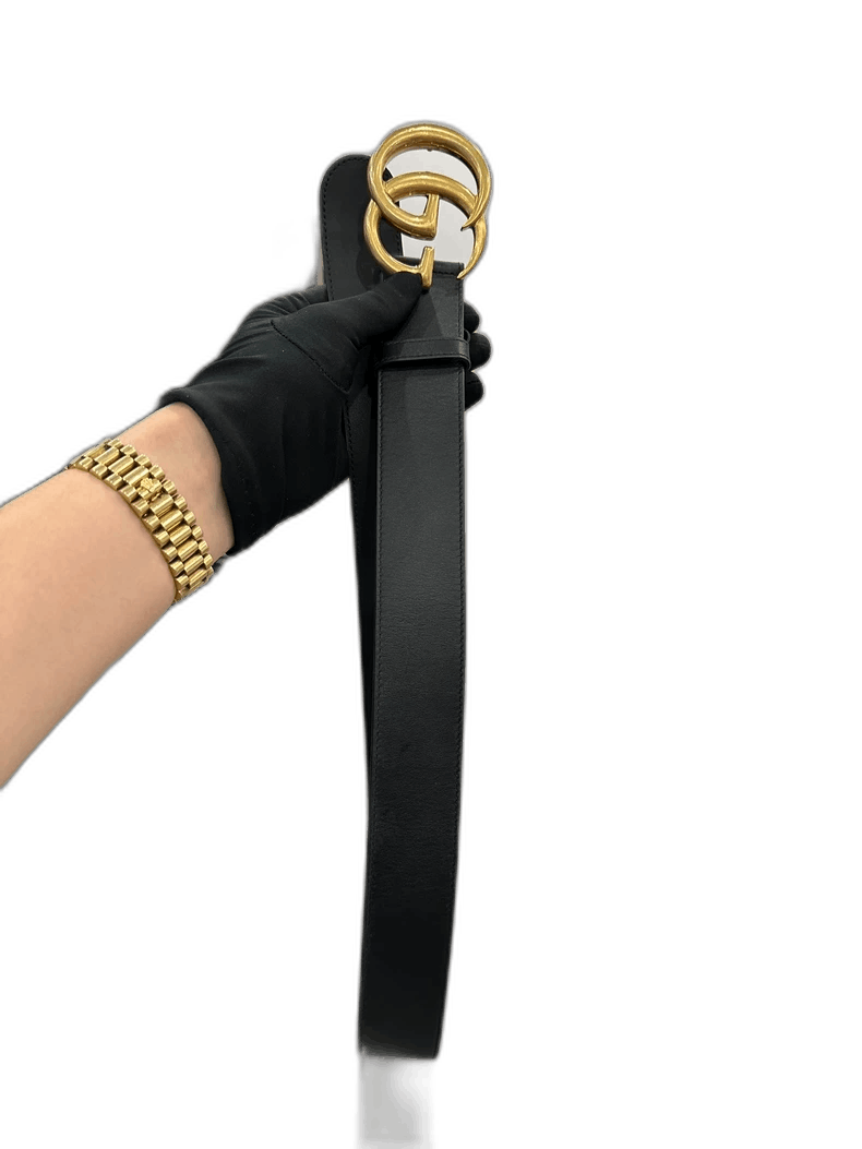 Gucci Gucci Black Gold Double G Logo Belt Size ONE SIZE - 1 Thumbnail