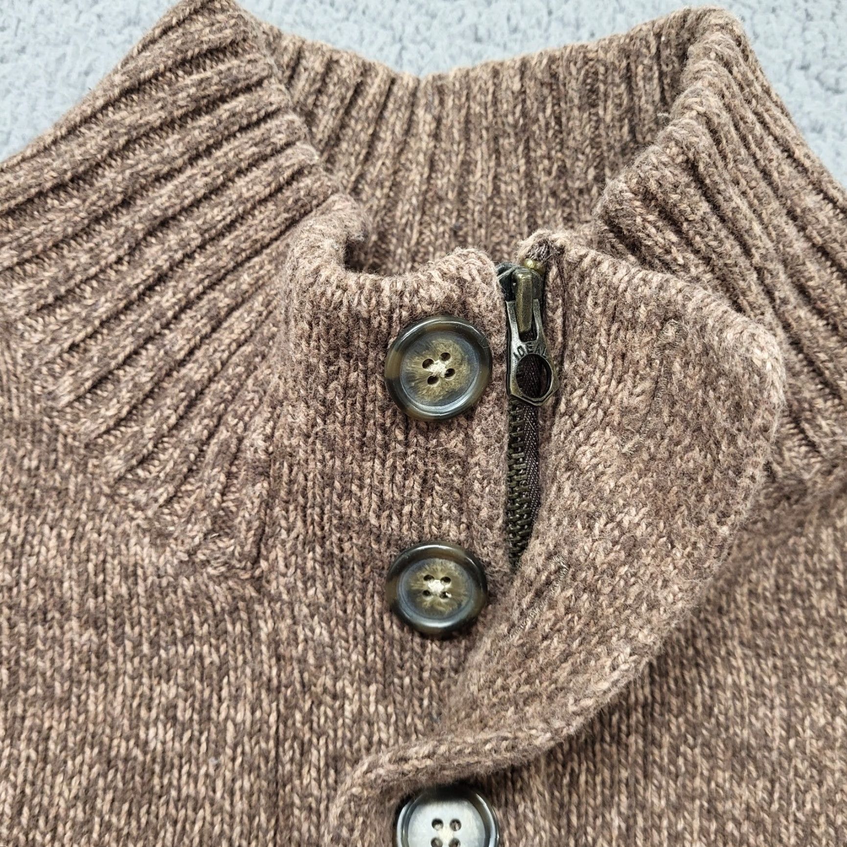 Lands' End VINTAGE Lands’ End 1/4 Button Sweater Men's XL/TG Pullover Heavy Cotton Brown Size US XL / EU 56 / 4 - 2 Thumbnail