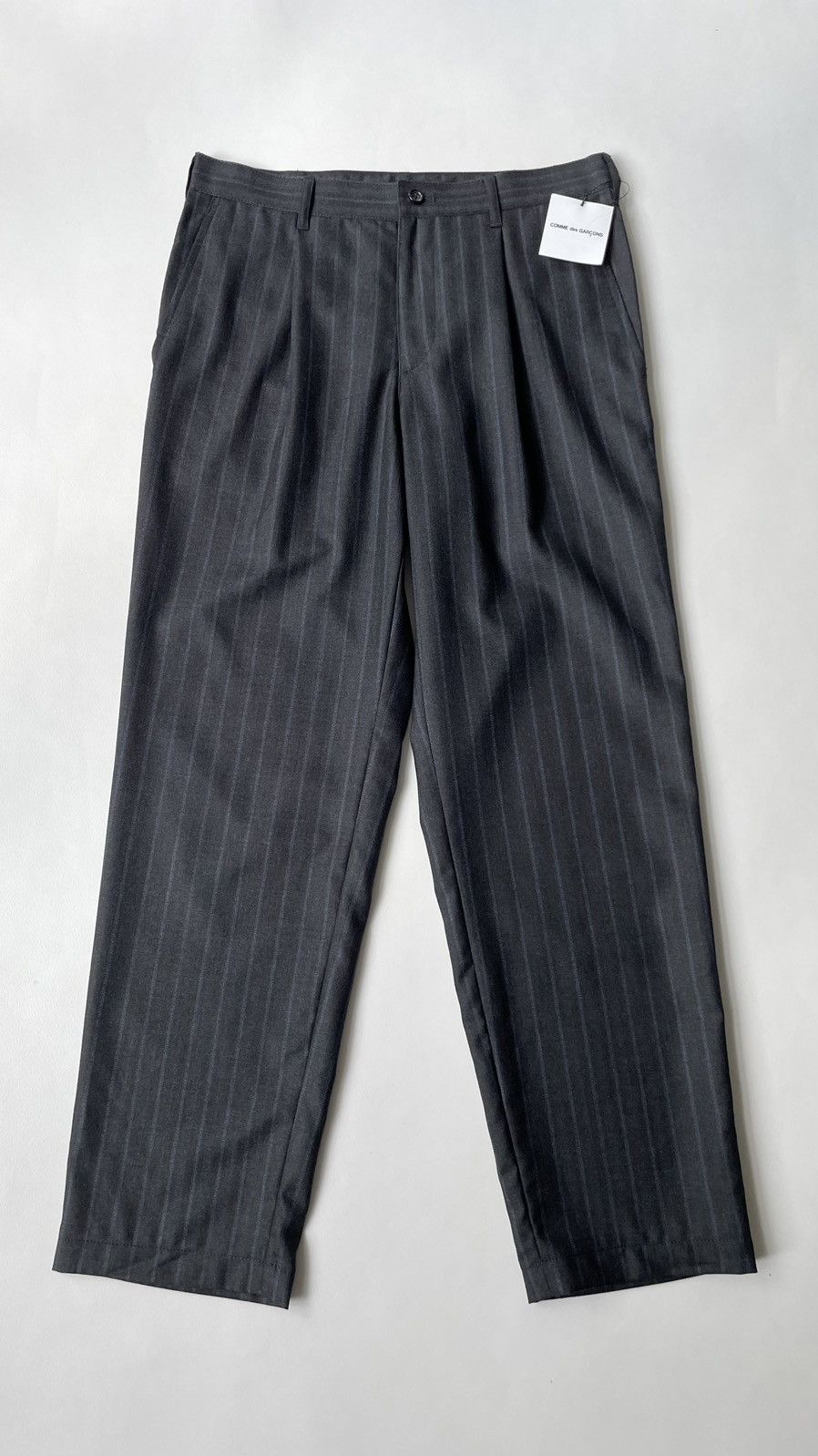 Comme des Garcons A/W 09 Grey / Blue Pinstripe Wool Trousers Size US 31 - 2 Thumbnail