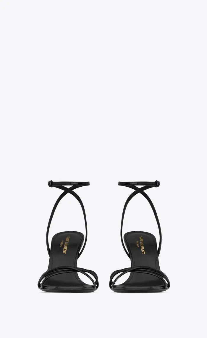 Saint Laurent Paris oc11z1225 782840 Opyum Sandals in Glazed Leather in Black Size US 9.5 / IT 39.5 - 2 Thumbnail