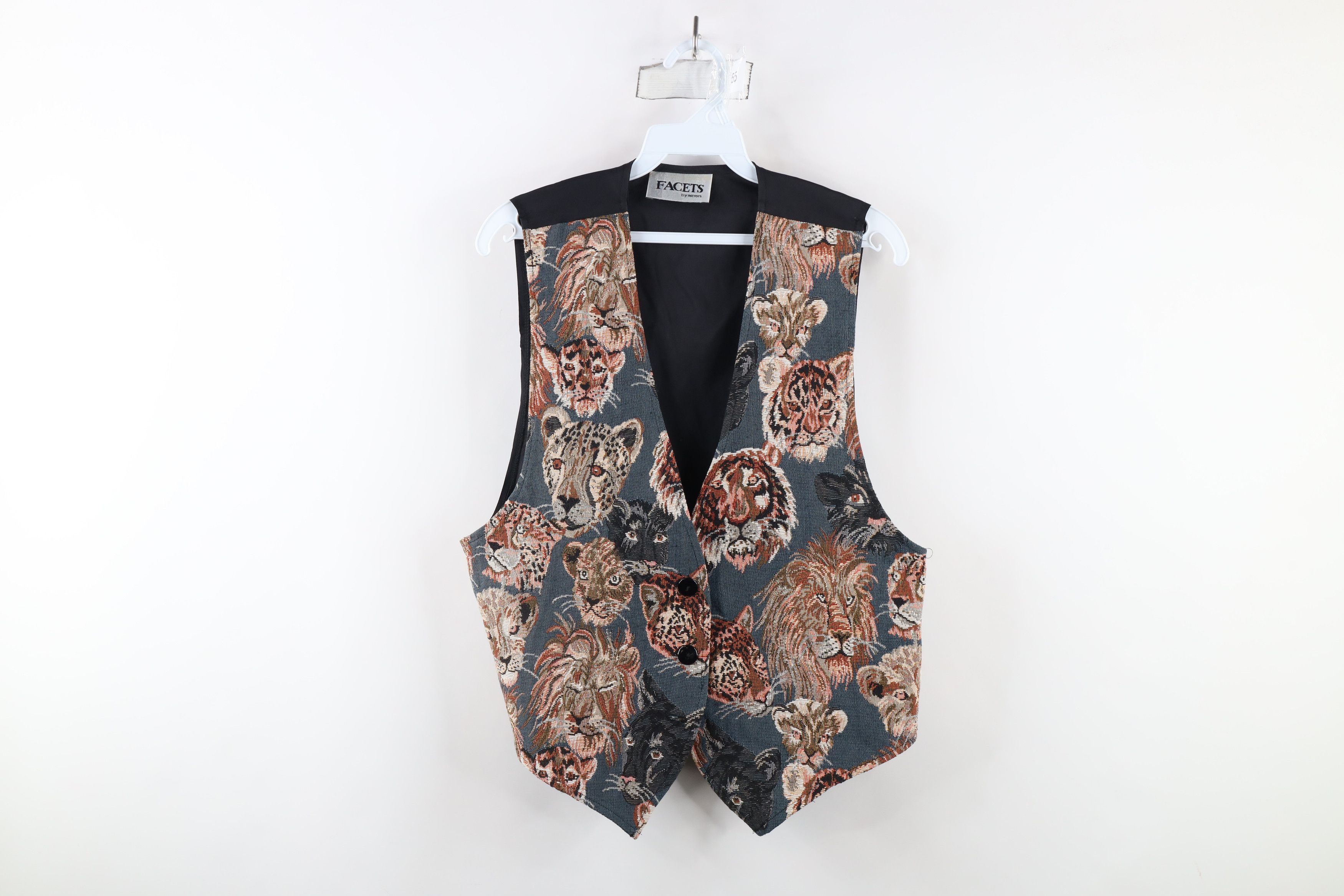 Vintage Vintage 90s Streetwear Needlepoint Big Cat Tie Back Vest USA Size M / US 6-8 / IT 42-44 - 1 Thumbnail