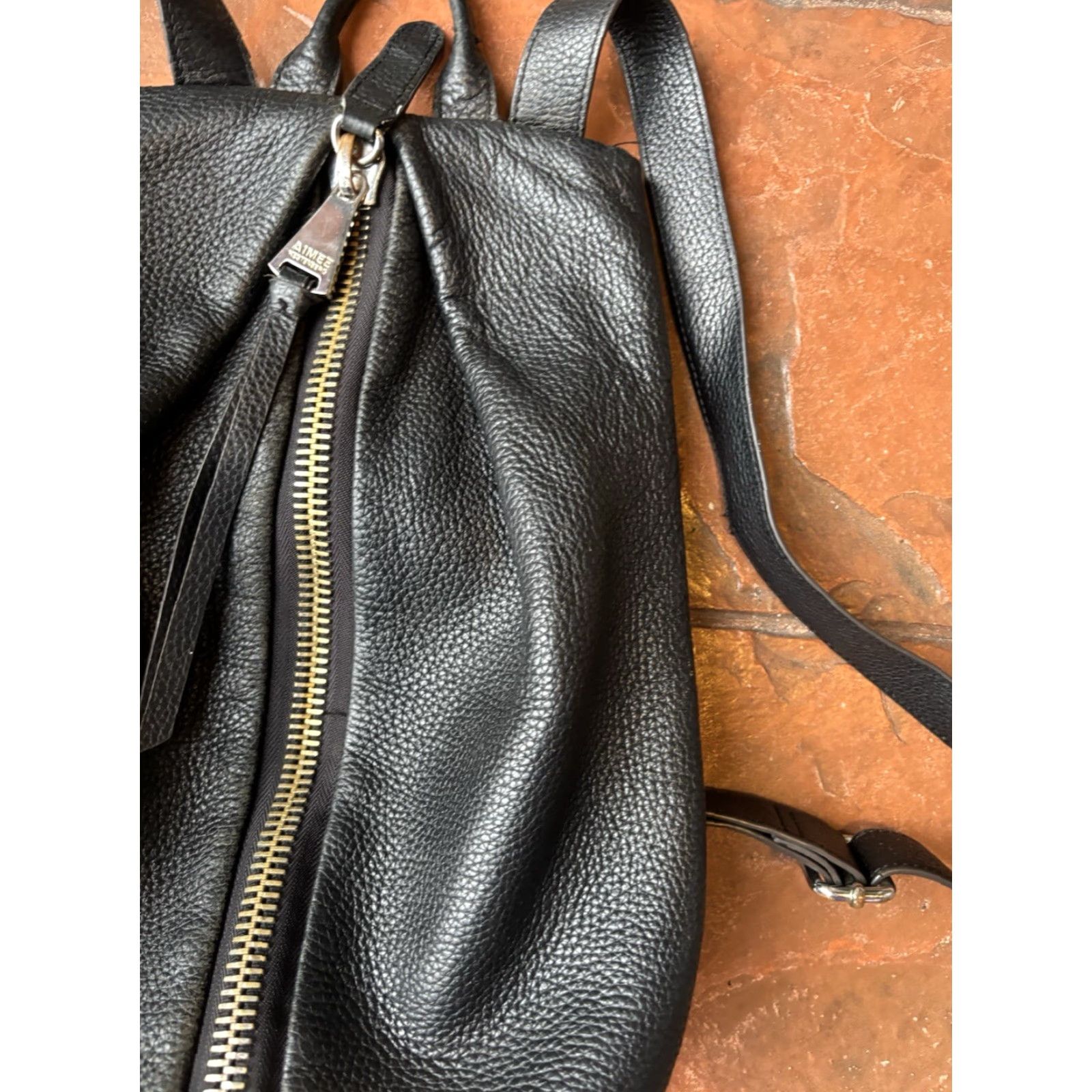 Vintage Aimee Kestenberg Tamitha Zip Backpack Black Women Leather Backpack Redent Size ONE SIZE - 5 Thumbnail