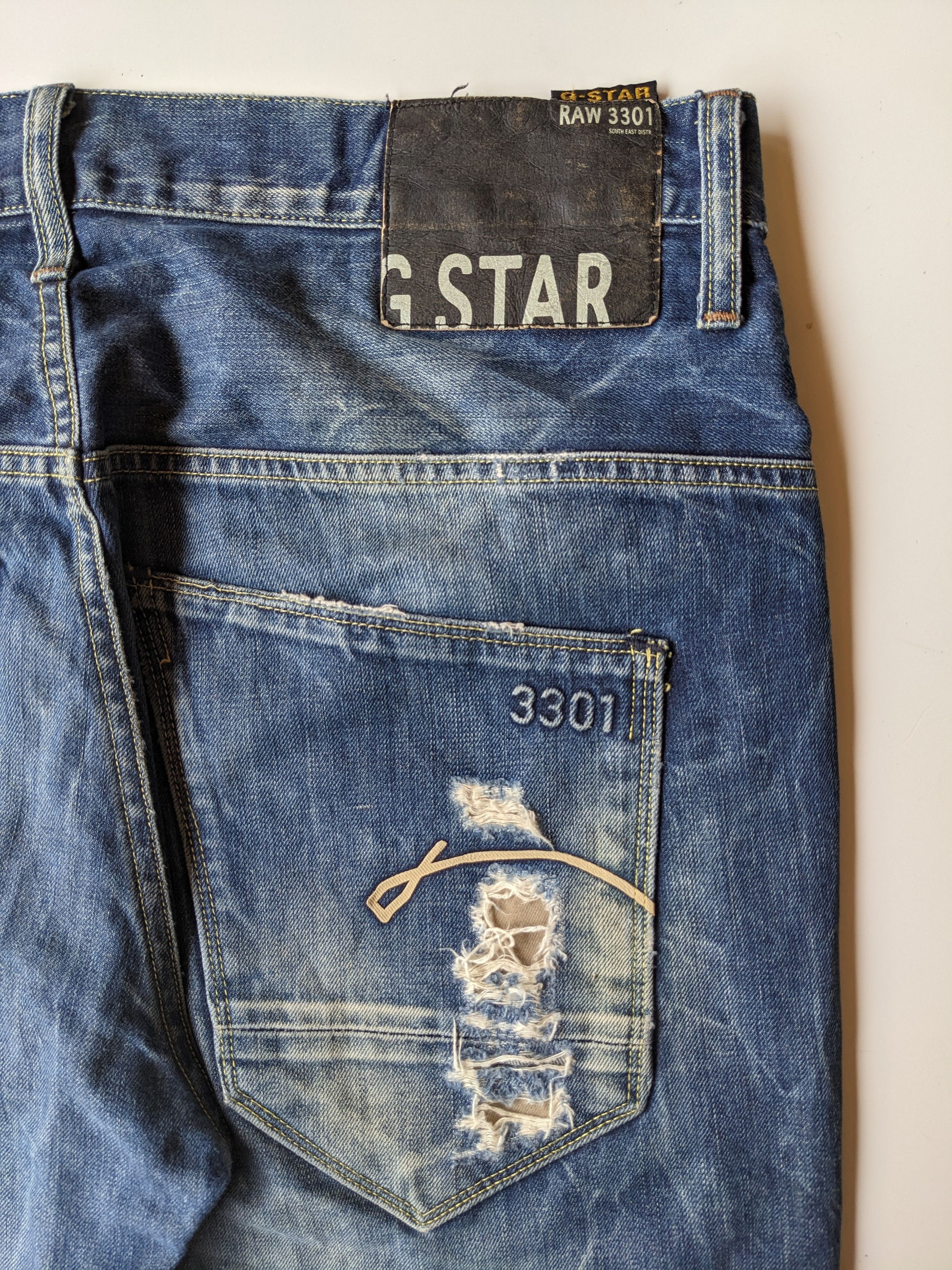 G-Star G-Star Raw 3301 faded distressed jeans Size US 34 / EU 50 - 8 Thumbnail