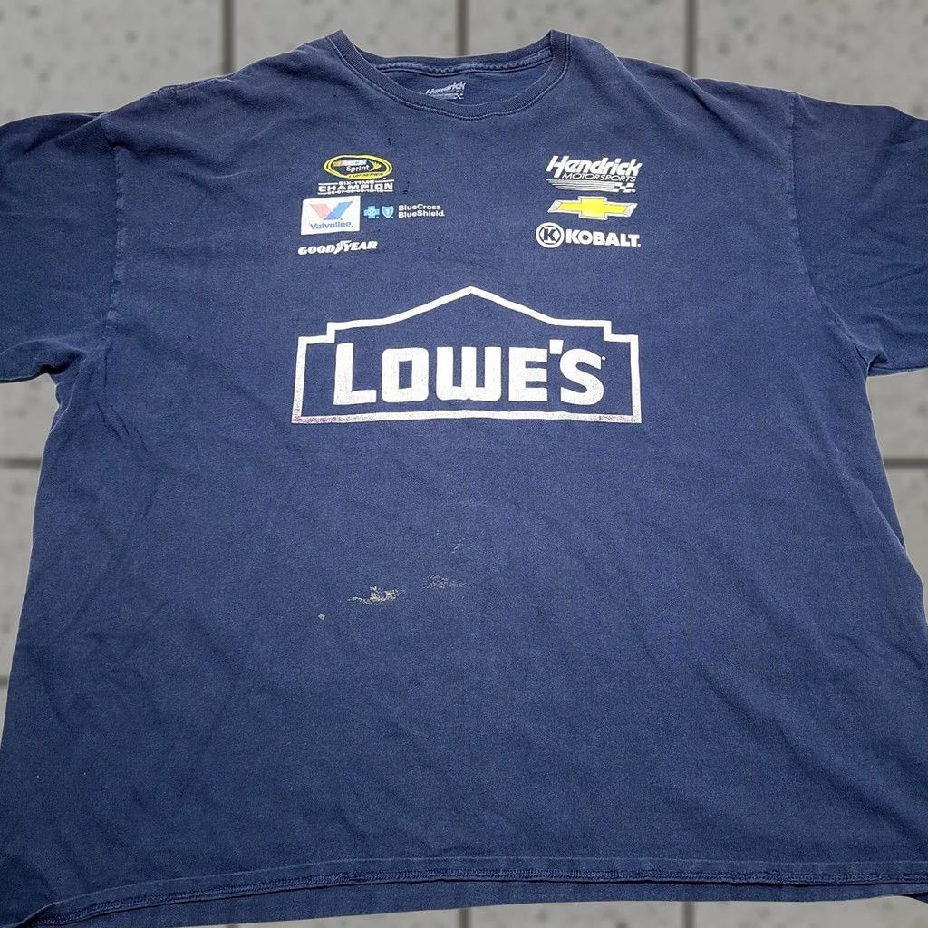 NASCAR Jimmie Johnson #48 Hendrick Motorsports Double-Sided T-Shirt 3XL Distressed Mens Blue Crew Neck Short Sleeve Nascar Size US XXL / EU 58 / 5 - 1 Thumbnail