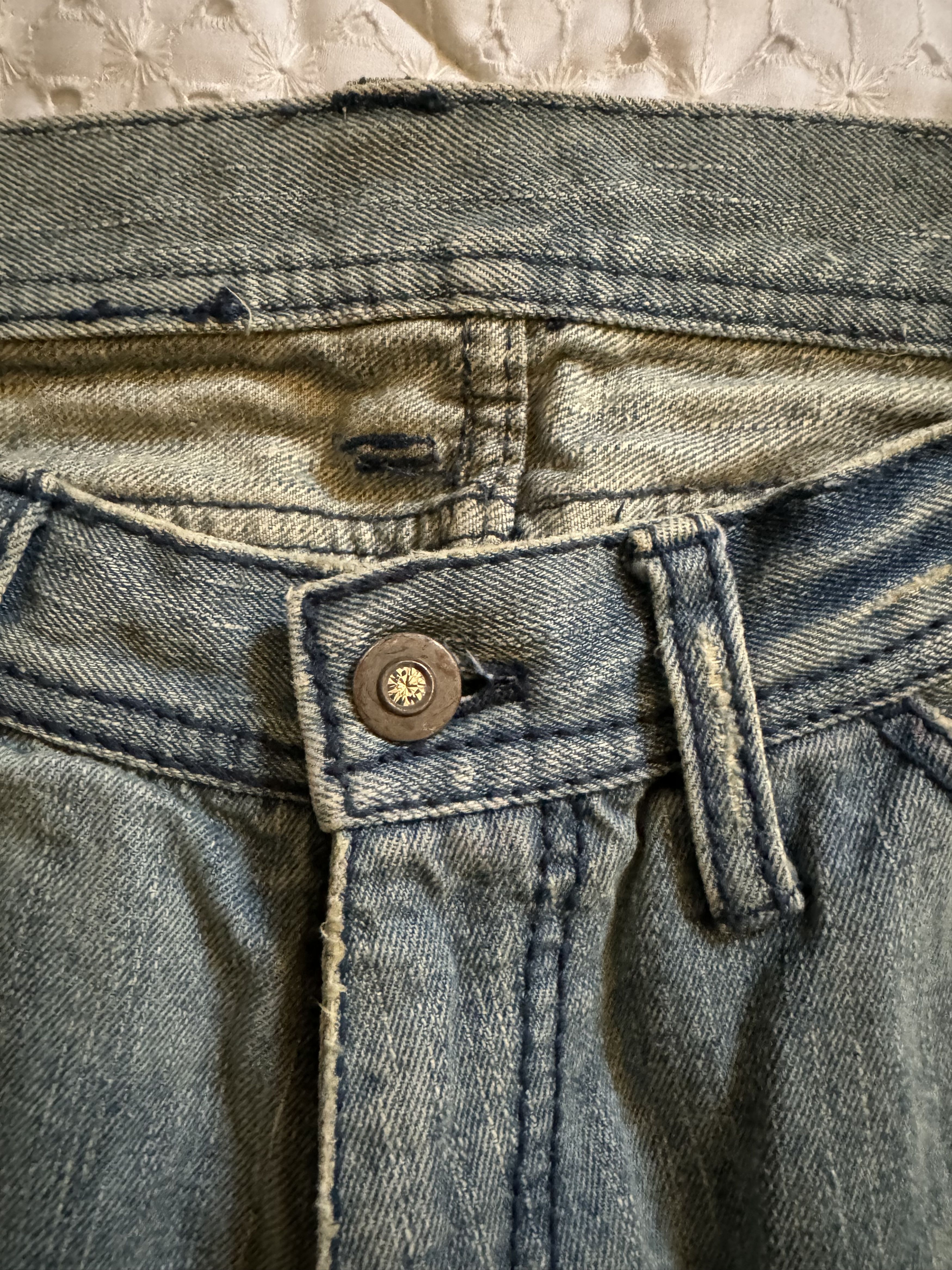 20471120 ABX Distressed Sashiko Thread I6W9 Style Rusty Denim (AD15) Size US 28 / EU 44 - 3 Thumbnail