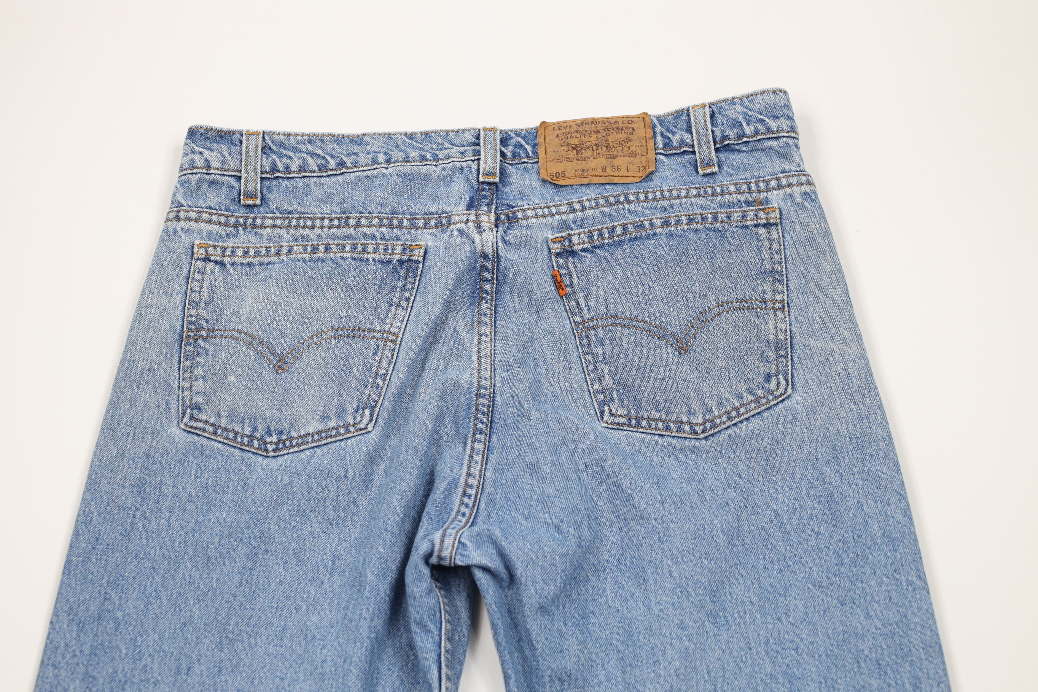 Levi's × Vintage Vintage 90s Levis 505 Orange Tab Regular Straight Leg Jeans Size US 34 / EU 50 - 12 Thumbnail