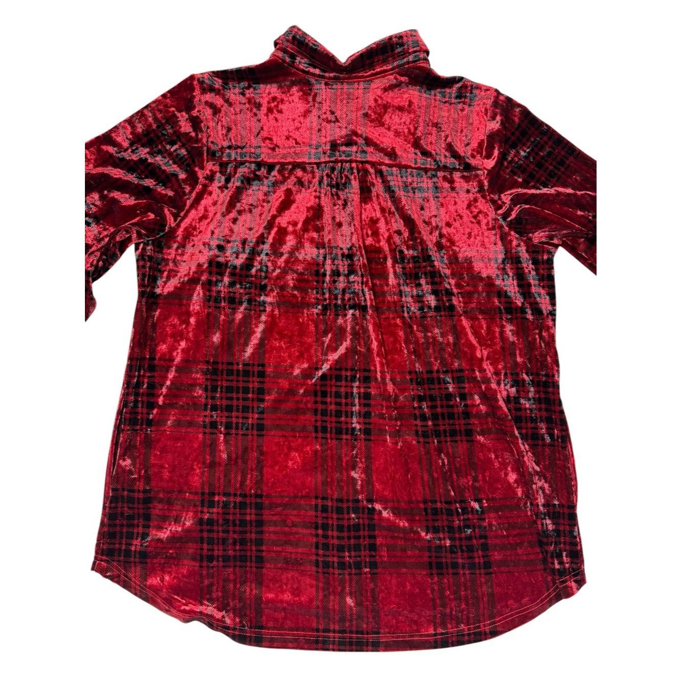 Other New Belle By Kim Gravel Crushed Velvet Red Plaid Button Dow Size L / US 10 / IT 46 - 4 Thumbnail