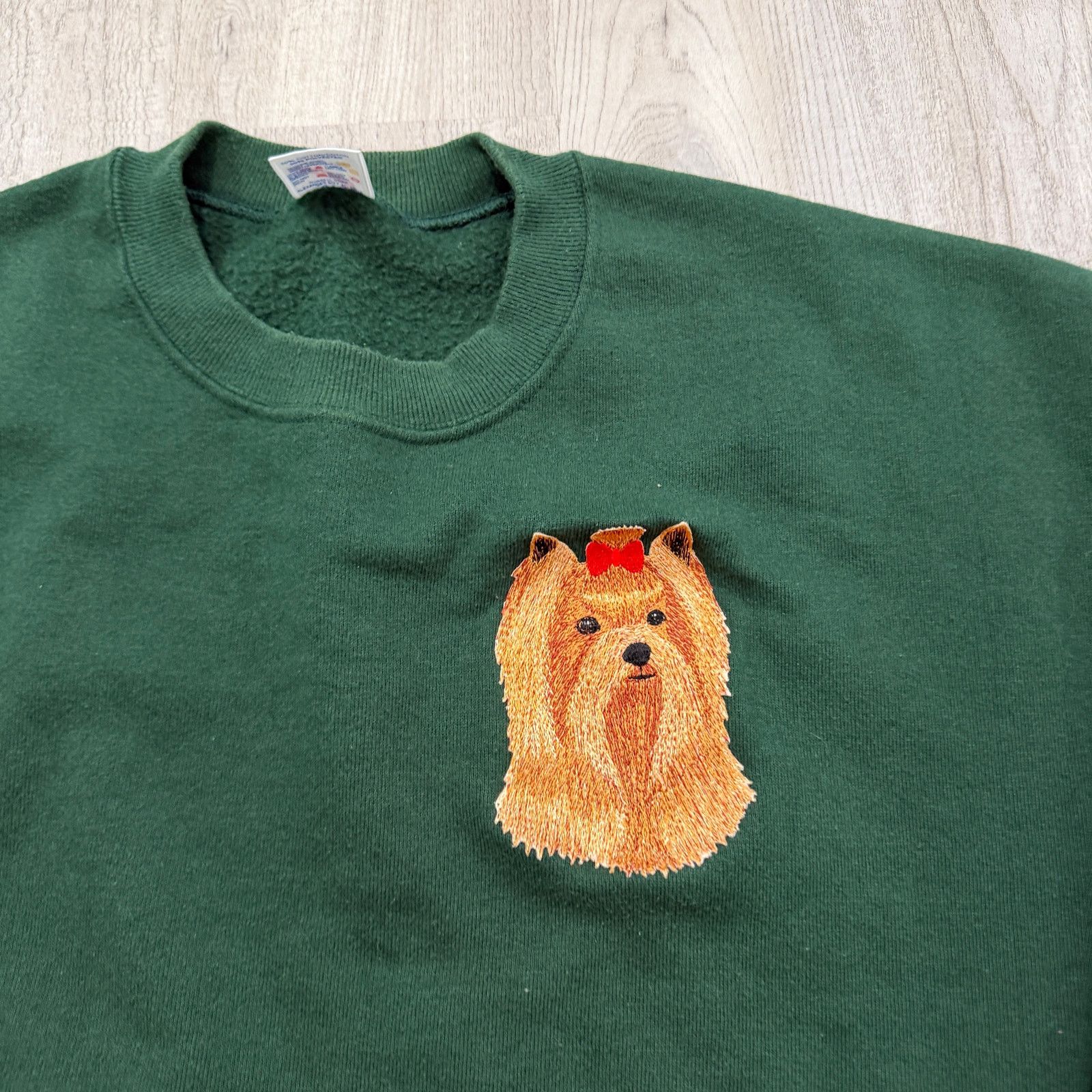 Vintage Vintage Yorkshire Terrier Sweatshirt Women's XL Green Yorkie Size XL / US 12-14 / IT 48-50 - 3 Thumbnail