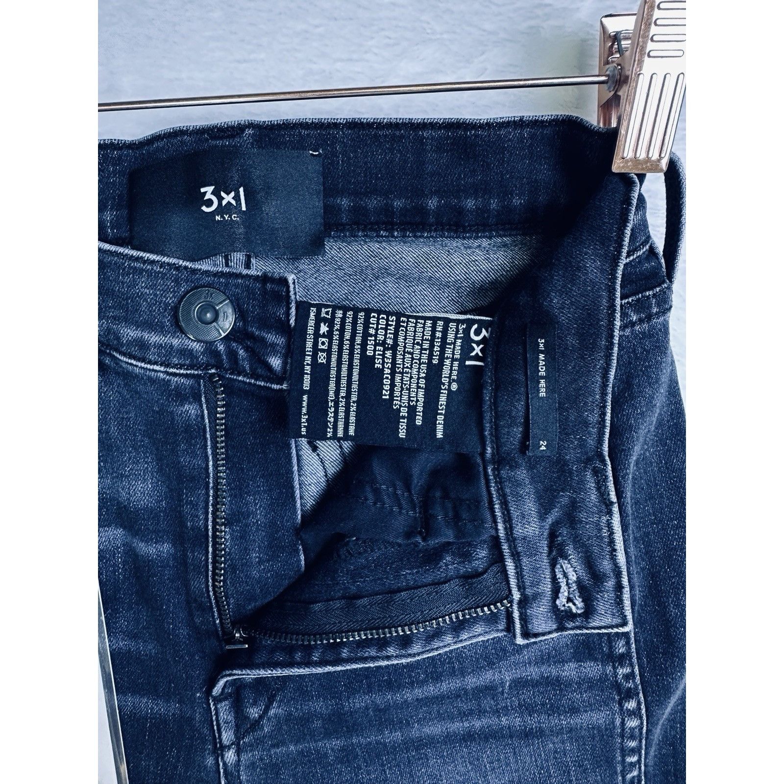 3x1 3x1 NYC Elise Jeans Womens 24 Dark Wash Raw Hem Skinny Premi Size 24" / US 00 / IT 34 - 5 Thumbnail