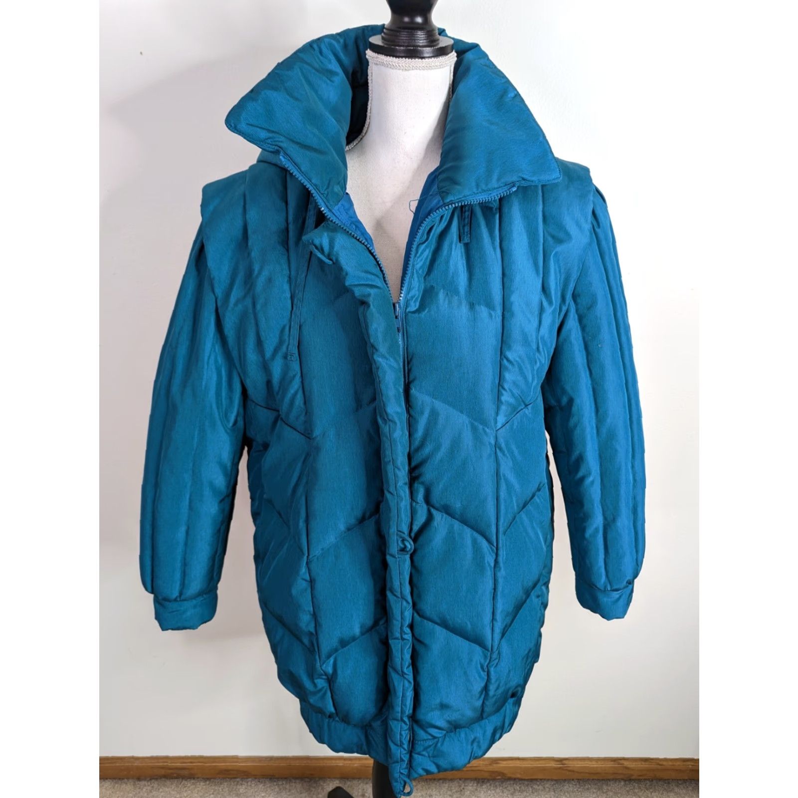 Vintage VINTAGE 80s Blue Quilted Puffer Goose Down Filled Parka Coat Insulated Jacket M Women's Jacket Down Quilted Puffer Winter Size M / US 6-8 / IT 42-44 - 2 Thumbnail