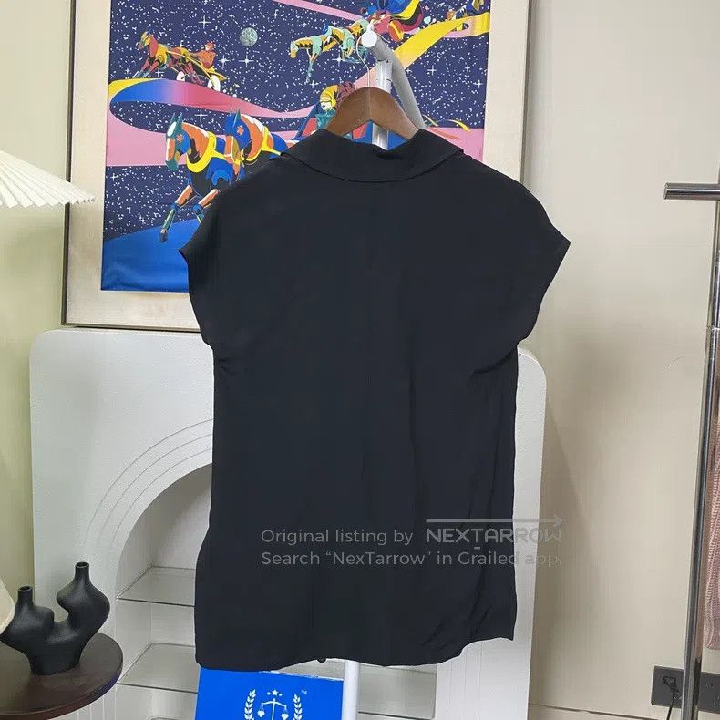 Hermes Hermes Black Mulberry Silk Sleeveless Shirt Size XS / US 0-2 / IT 36-38 - 2 Thumbnail