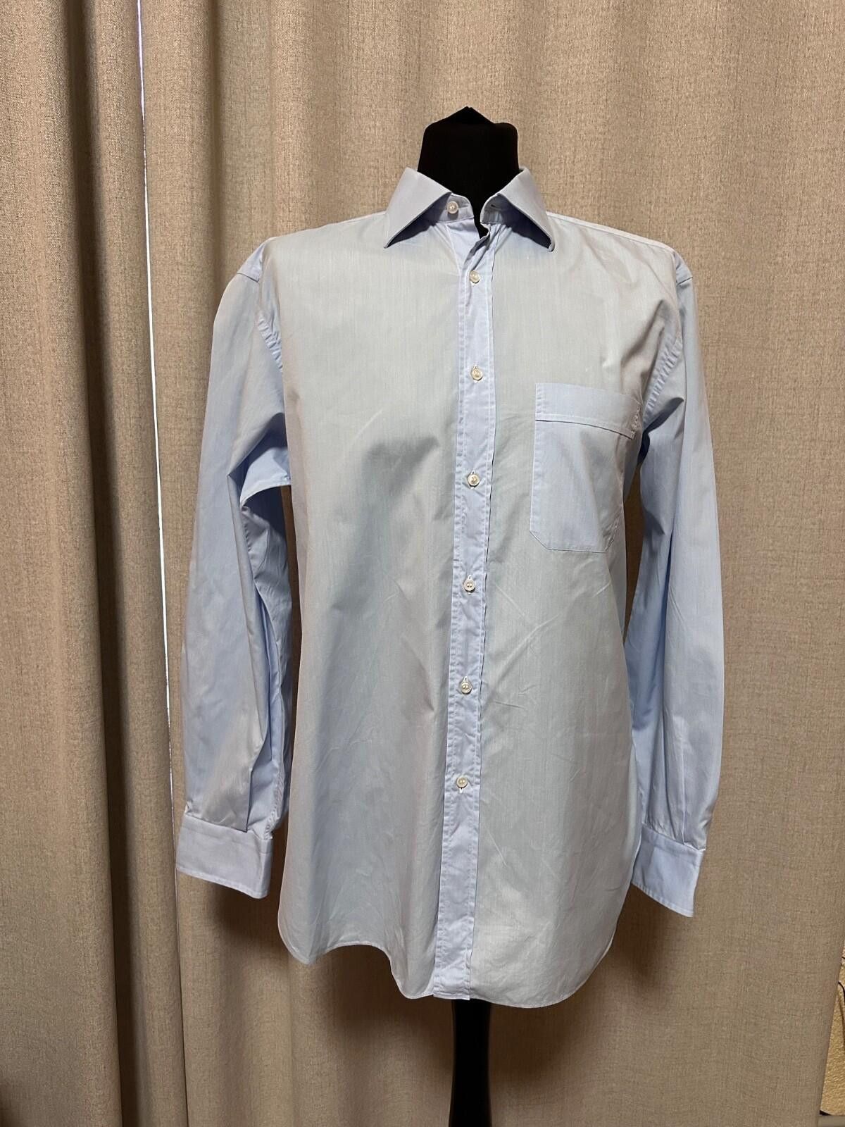 Brioni Brioni Men's Light Blue Herringbone Dress Shirt 16 41 Italy Size 42R - 3 Thumbnail