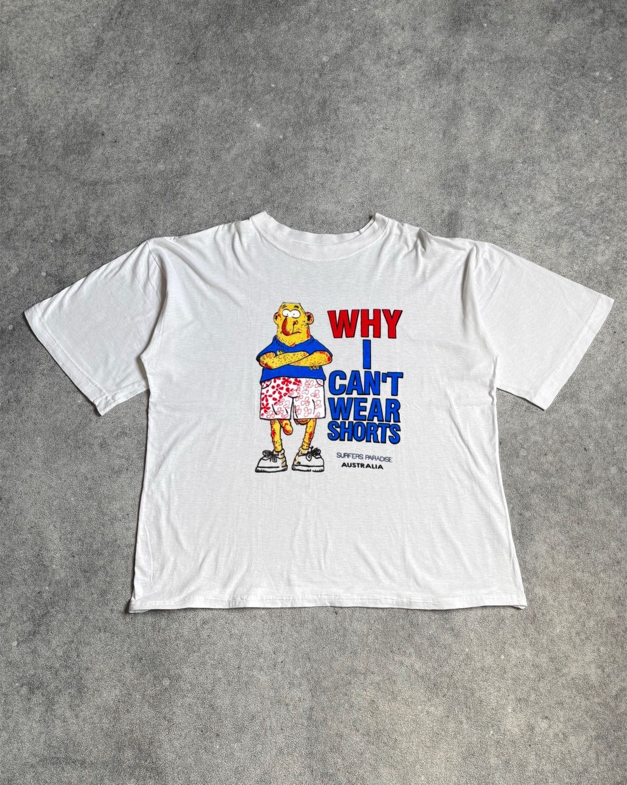 Fuck Art, Make Tees 2000s White “Why I Can’t Wear Shorts” Vintage T-shirt Size US L / EU 52-54 / 3 - 1 Thumbnail