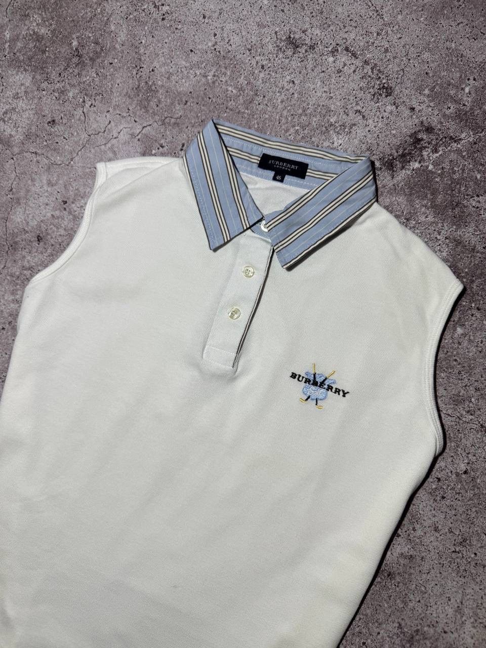 Burberry Burberry Vintage White Cotton Sleeveless T-shirt rare Size L / US 10 / IT 46 - 2 Thumbnail