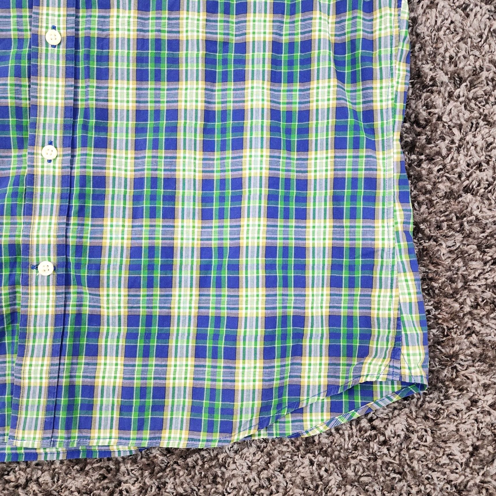 Banana Republic Banana Republic Mens Blue Green Plaid Short Sleeve Button-Up Size L Size US 33 - 2 Thumbnail