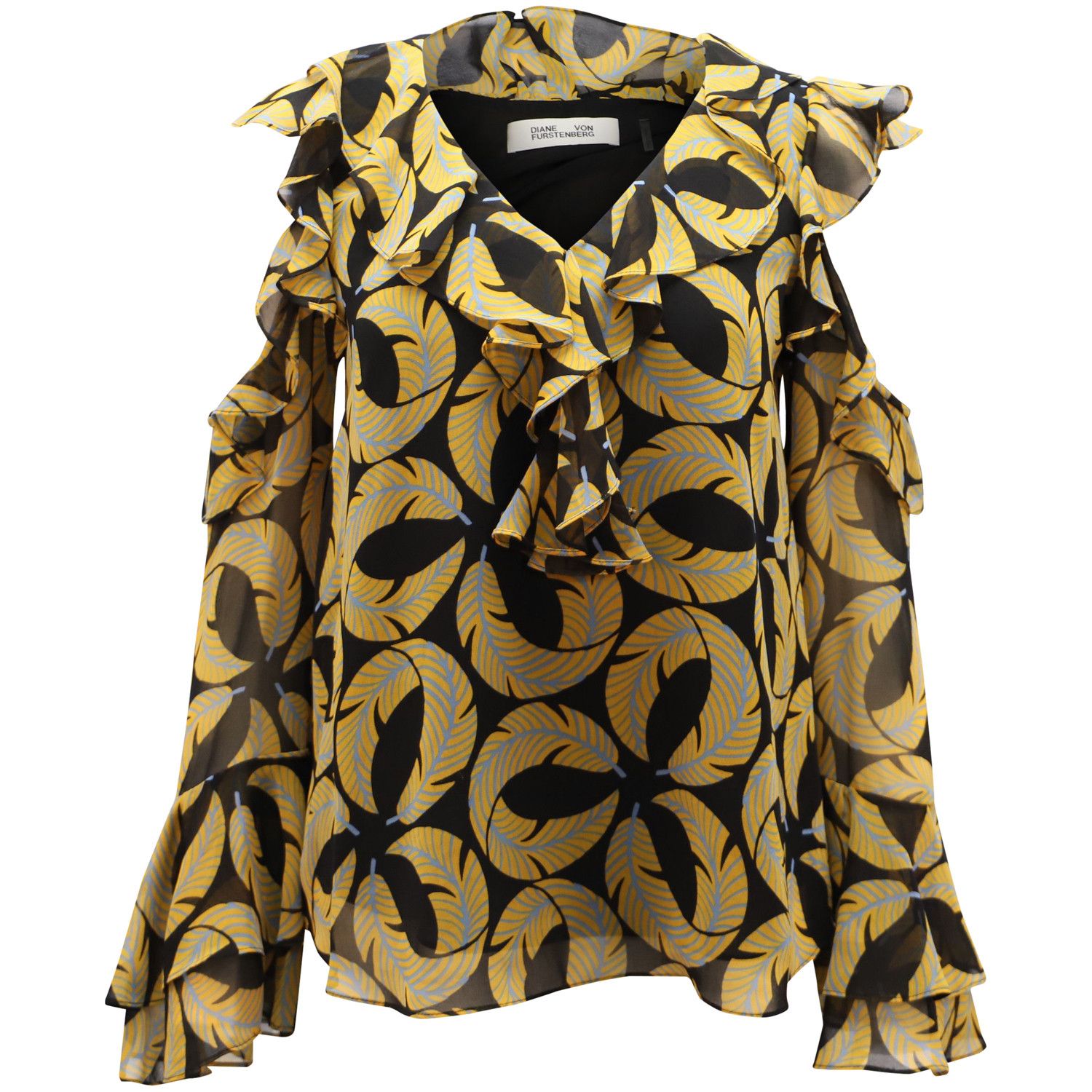 Diane von Furstenberg Diane Von Furstenberg Ruffled Blouse with Cut Out Shoulder B Size XS / US 0-2 / IT 36-38 - 1 Thumbnail